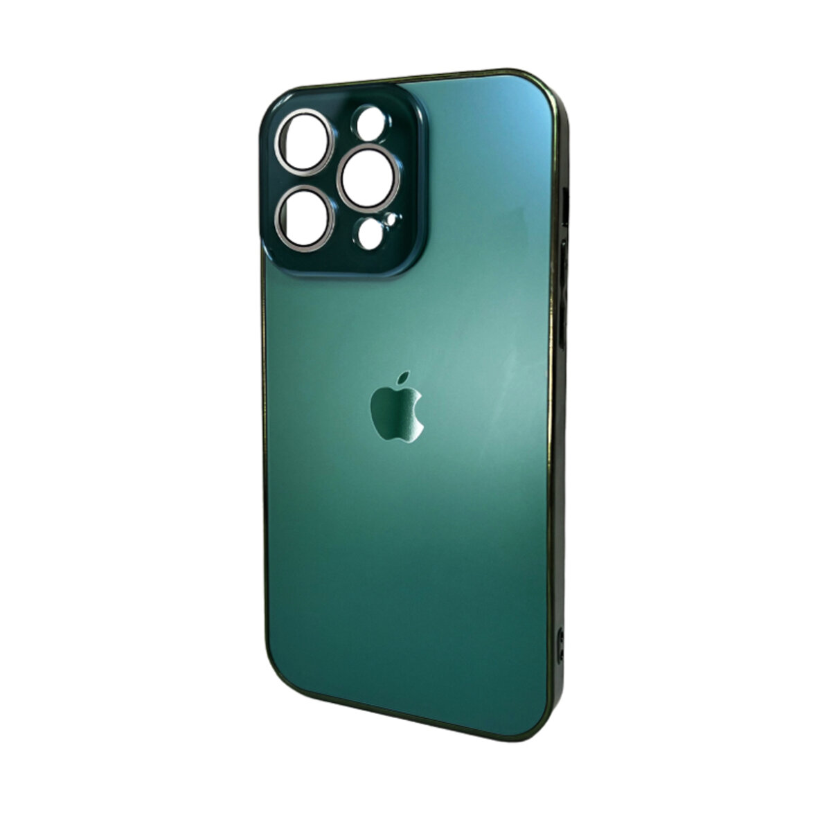 Чехол AG Glass Sapphire Frame MagSafe Logo Full Camera Apple iPhone 14 Pro | TPU+Glass (Зелёный) на картинке №1