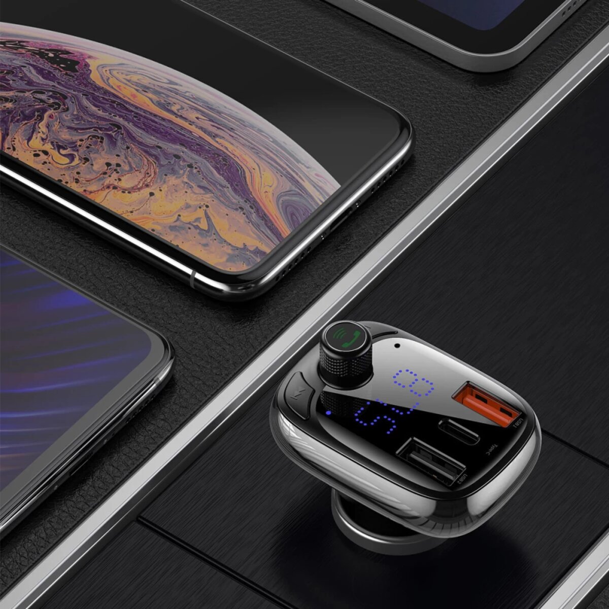 АЗП з FM-модулятором Baseus T Shaped S-13 Car Bluetooth MP3 Player (PPS Fast Charger Edition) Black (CCMT000101) на картинке №6