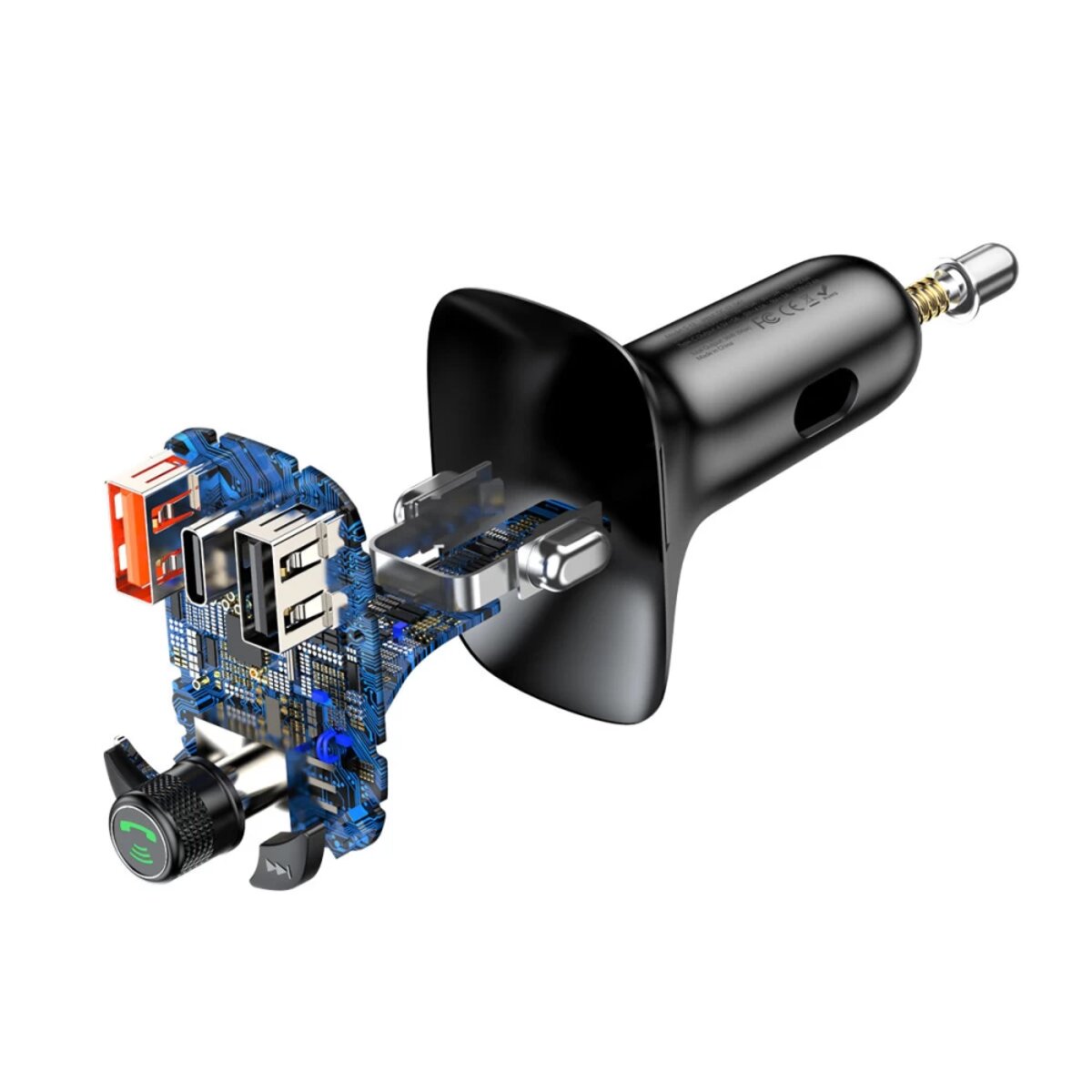 АЗП з FM-модулятором Baseus T Shaped S-13 Car Bluetooth MP3 Player (PPS Fast Charger Edition) Black (CCMT000101) на картинке №3