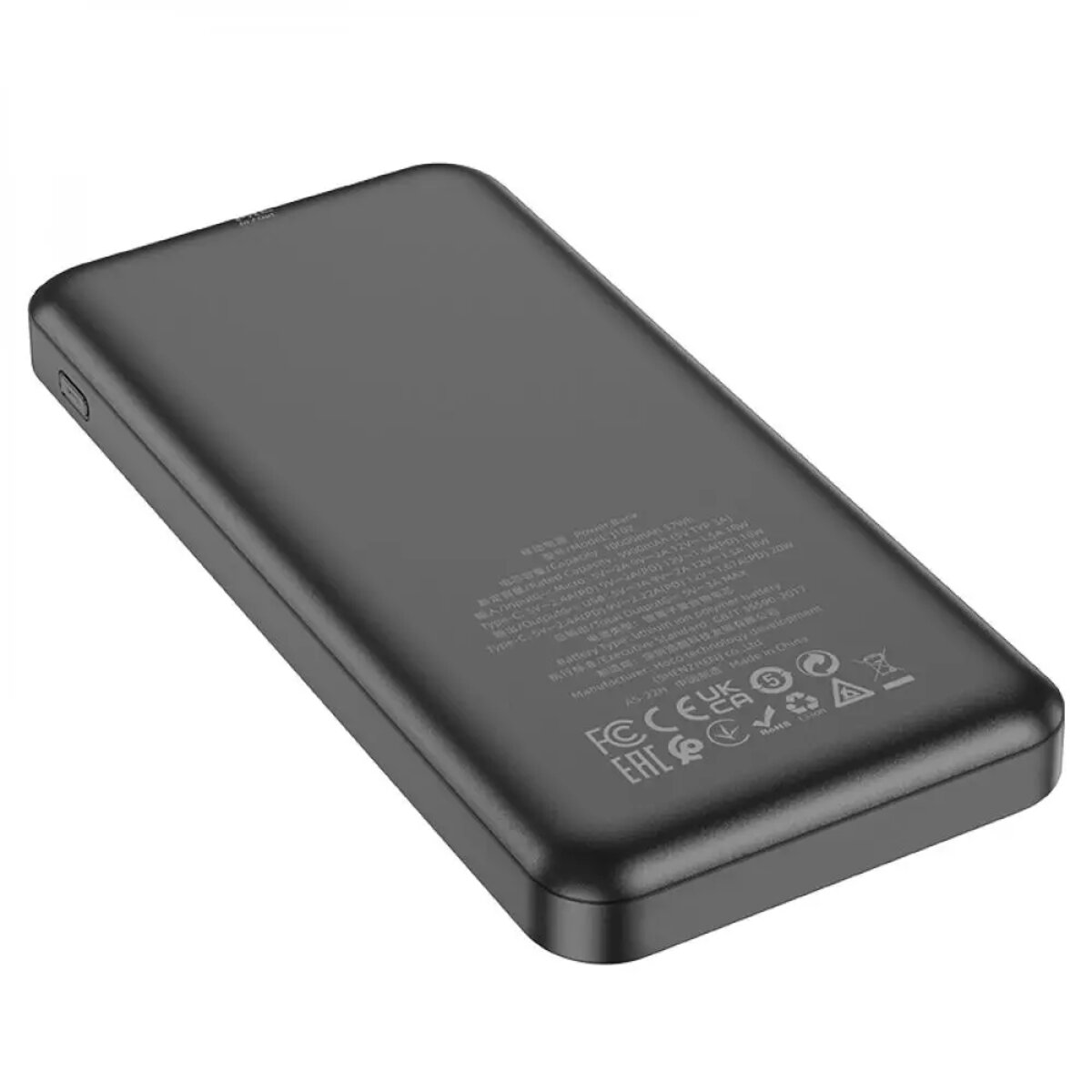 Зовнішній акумулятор HOCO J102 Cool figure PD20W+QC3.0 power bank(10000mAh) Black на малюнкі №5
