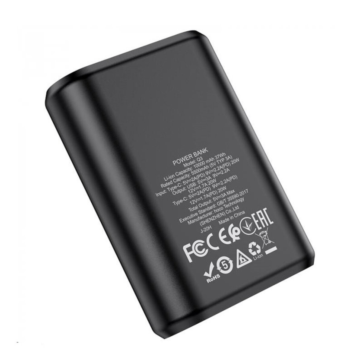 Зовнішній акумулятор HOCO Q3 Mayflower PD20W+QC3.0 power bank(10000mAh) Black (6931474742896) на картинке №3