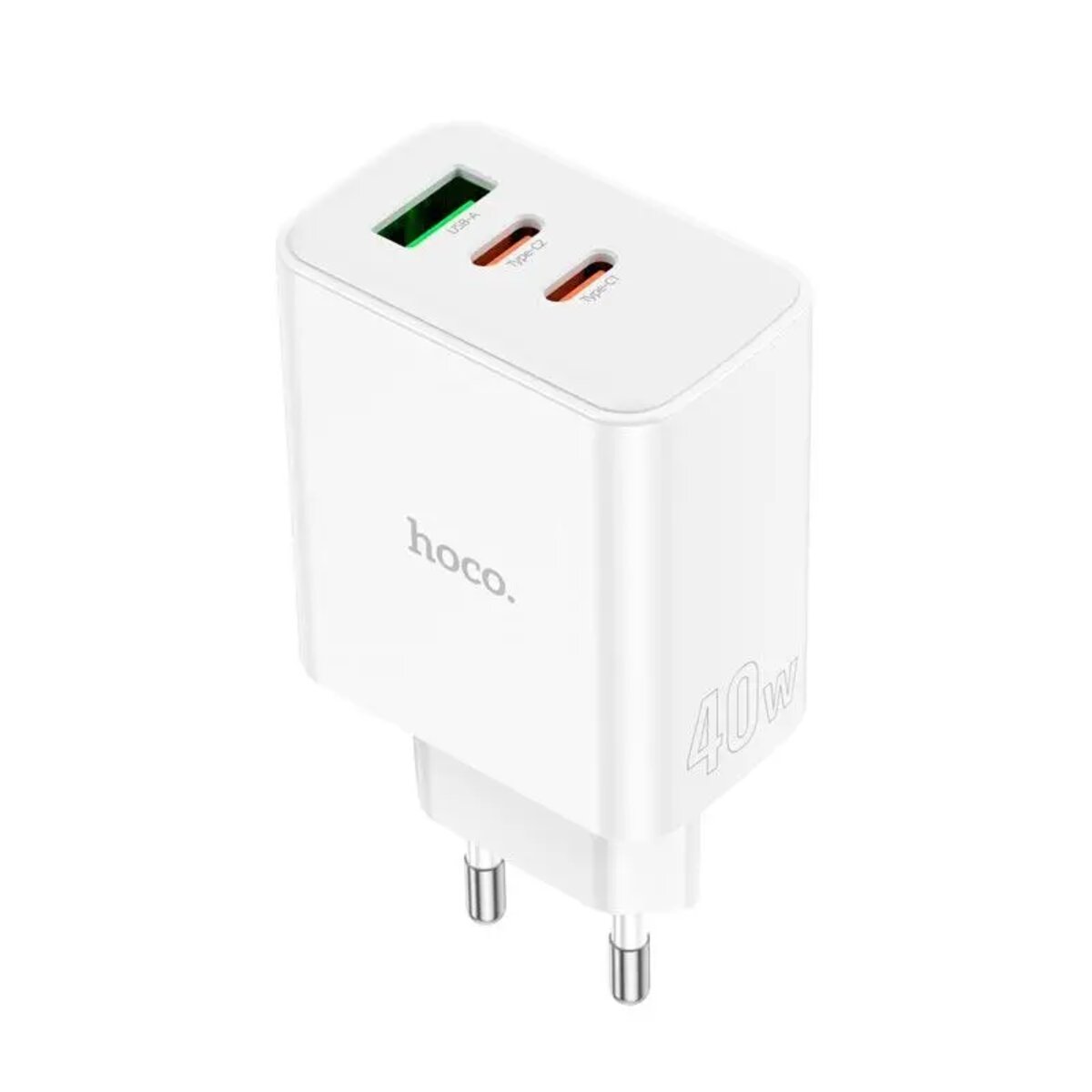 Мережевий зарядний пристрій HOCO C126A Pure power PD40W three-port(2C1A) charger White Фотографія №1 Мережевий зарядний пристрій HOCO C126A Pure power PD40W three-port(2C1A) charger White на малюнкі №1