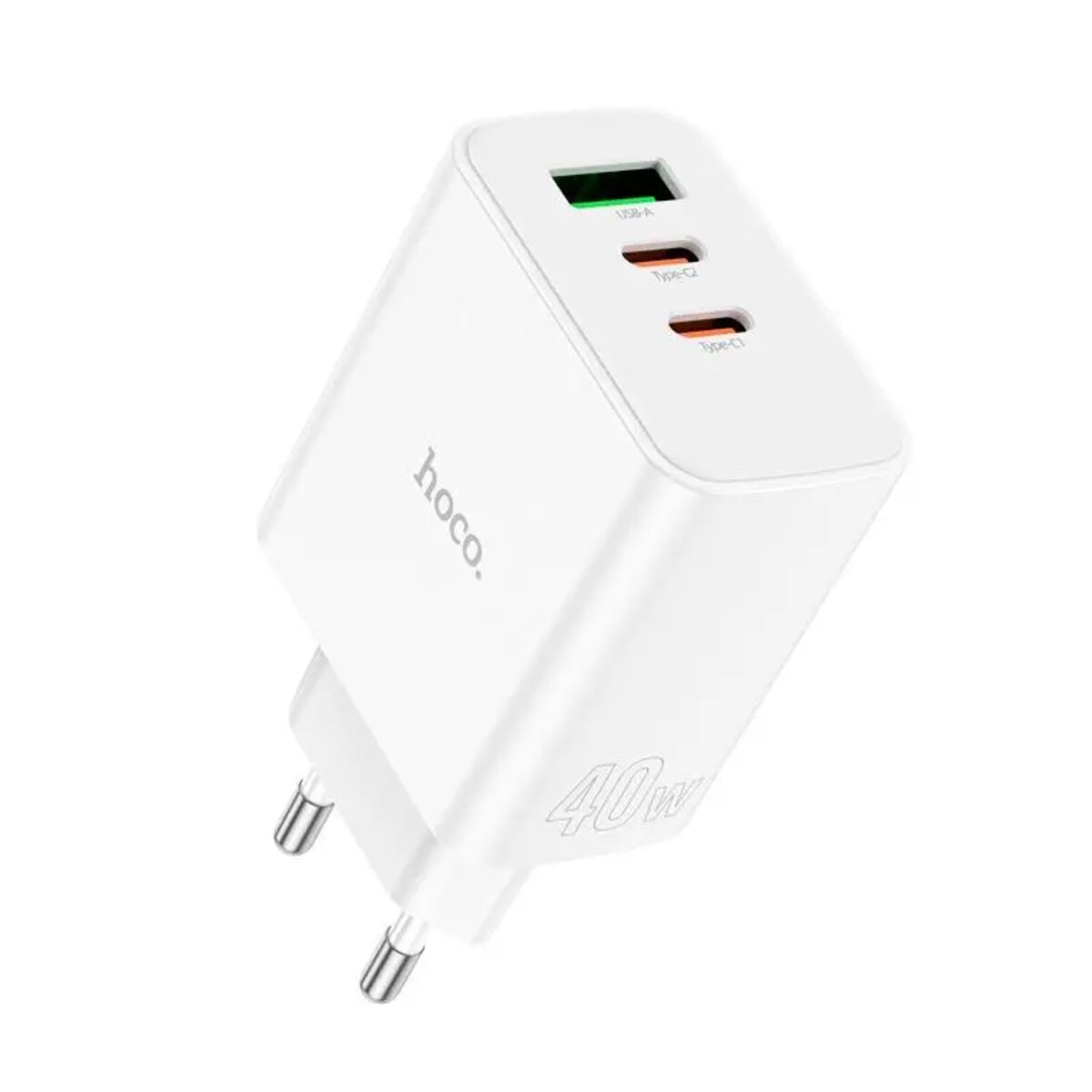 Мережевий зарядний пристрій HOCO C126A Pure power PD40W three-port(2C1A) charger White Фотографія №2 Мережевий зарядний пристрій HOCO C126A Pure power PD40W three-port(2C1A) charger White на малюнкі №2
