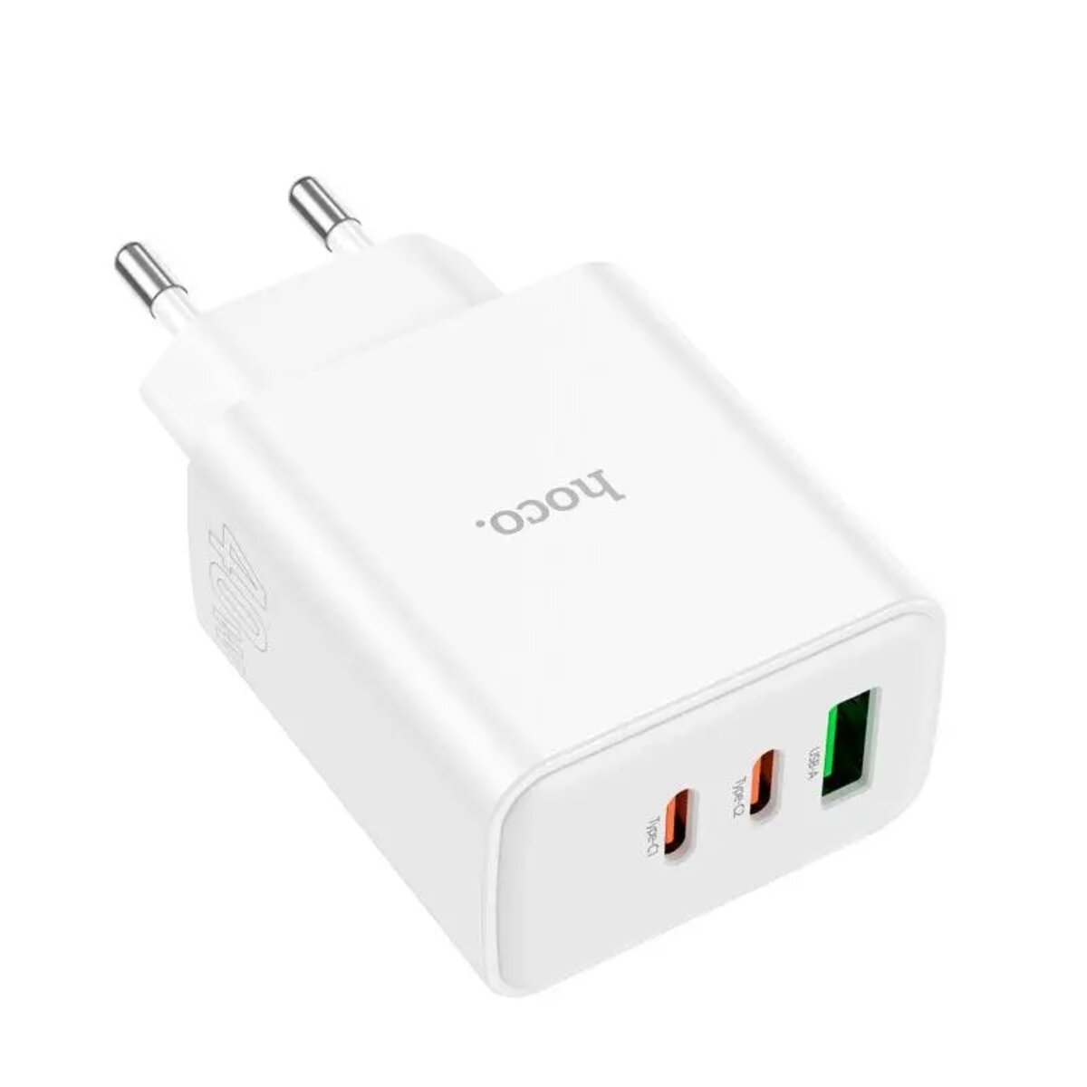 Мережевий зарядний пристрій HOCO C126A Pure power PD40W three-port(2C1A) charger White Фотографія №3 Мережевий зарядний пристрій HOCO C126A Pure power PD40W three-port(2C1A) charger White на малюнкі №3