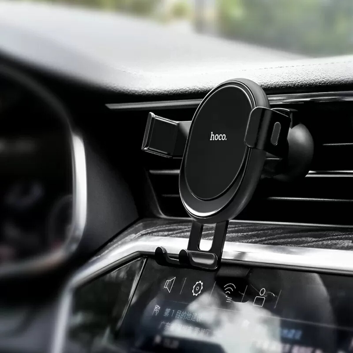 Автотримач для телефона HOCO CA56 Plus Armor metal gravity car holder Black Silver на малюнкі №6