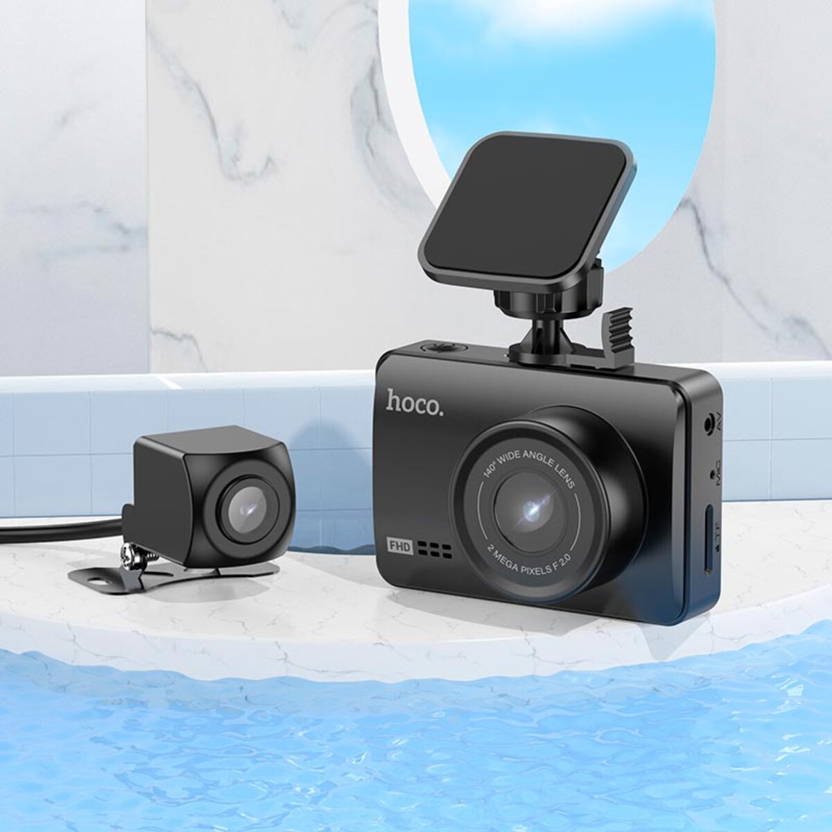 Відеореєстратор HOCO DV3 Driving recorder with display(dual-channel) Black на малюнкі №8