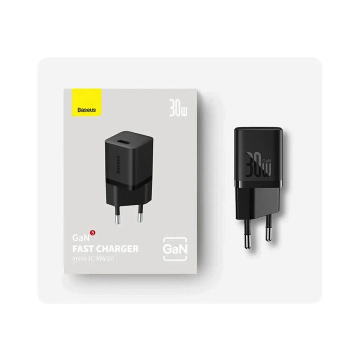 Мережевий зарядний пристрій Baseus GaN5 Fast Charger(mini) 1C 30W EU Black (CCGN070401) на картинке №4