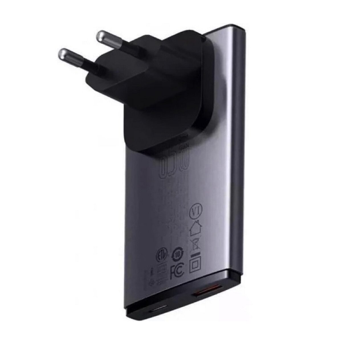 Мережевий зарядний пристрій Baseus GaN5 Pro Ultra-Slim Fast Charger C+U 65W Gray((With Mini White Cable Type-C to Type-C 100W(20V/5A) 1m Black) (CCGP150113) на картинке №2