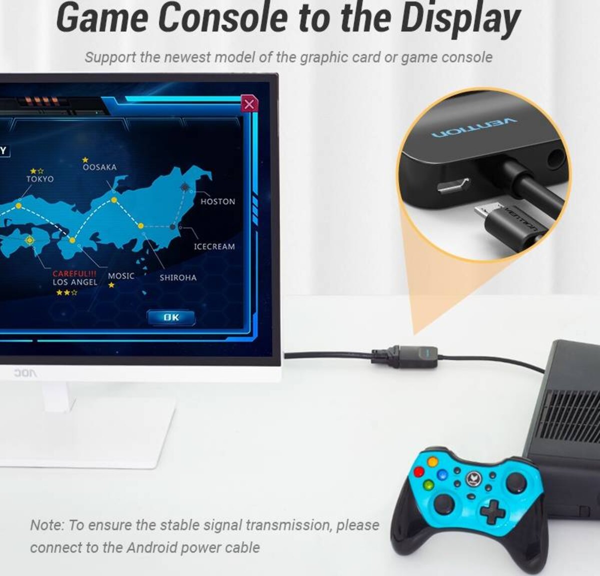 Адаптер Vention HDMI to VGA Converter with Female Micro USB and Audio Port 0.15M Black (42161) на картинке №3