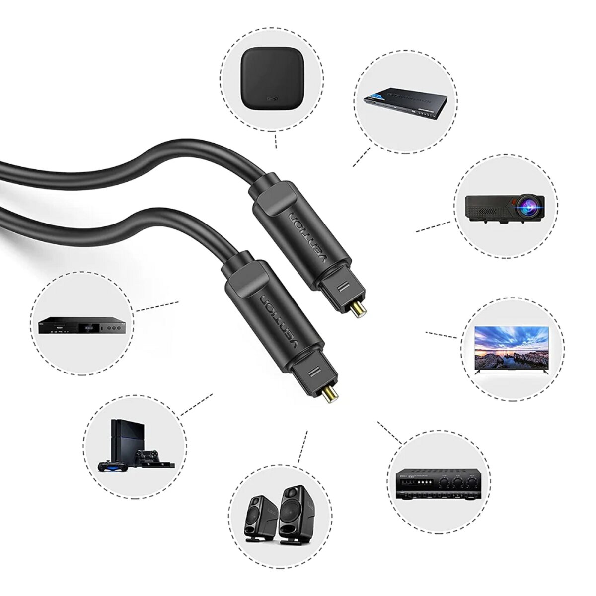 Аудіокабель Vention Optical Fiber Audio Cable 1.5M Black (BAEBG) Фотографія №6 Аудіокабель Vention Optical Fiber Audio Cable 1.5M Black (BAEBG) на малюнкі №6