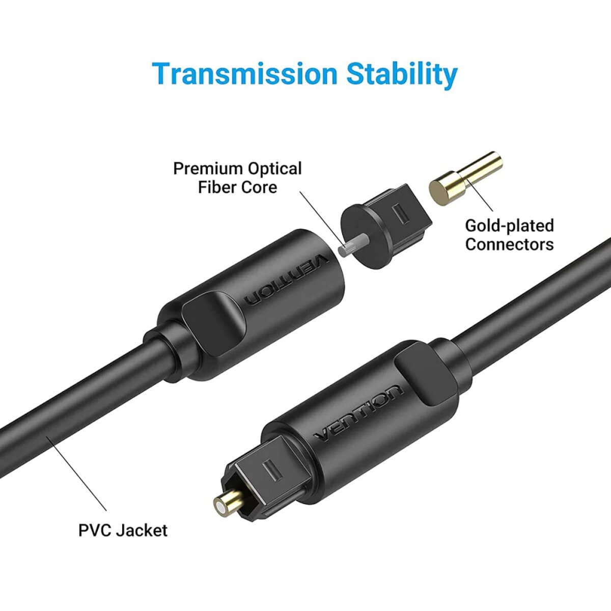 Аудіокабель Vention Optical Fiber Audio Cable 1.5M Black (BAEBG) Фотографія №4 Аудіокабель Vention Optical Fiber Audio Cable 1.5M Black (BAEBG) на малюнкі №4