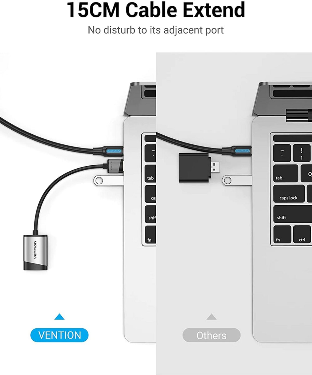 Адаптер Vention USB External Sound Card 0.15M Gray Metal Type (CDKHB) Фотографія №7 Адаптер Vention USB External Sound Card 0.15M Gray Metal Type (CDKHB) на малюнкі №7