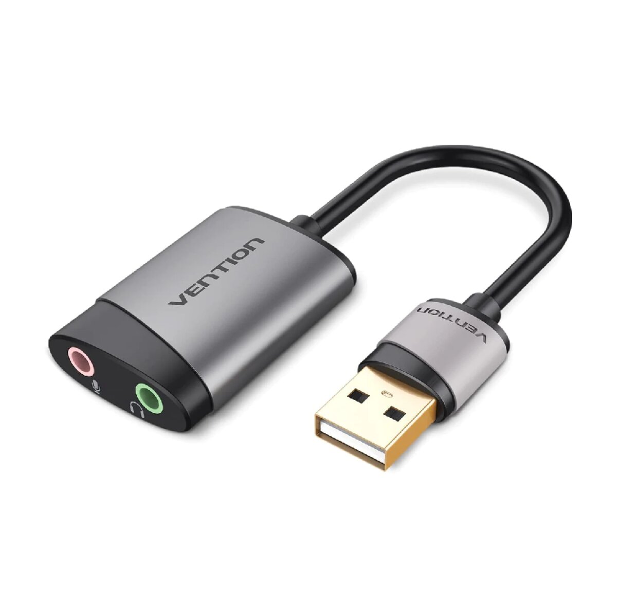 Адаптер Vention USB External Sound Card 0.15M Gray Metal Type (CDKHB) Фотографія №1 Адаптер Vention USB External Sound Card 0.15M Gray Metal Type (CDKHB) на малюнкі №1