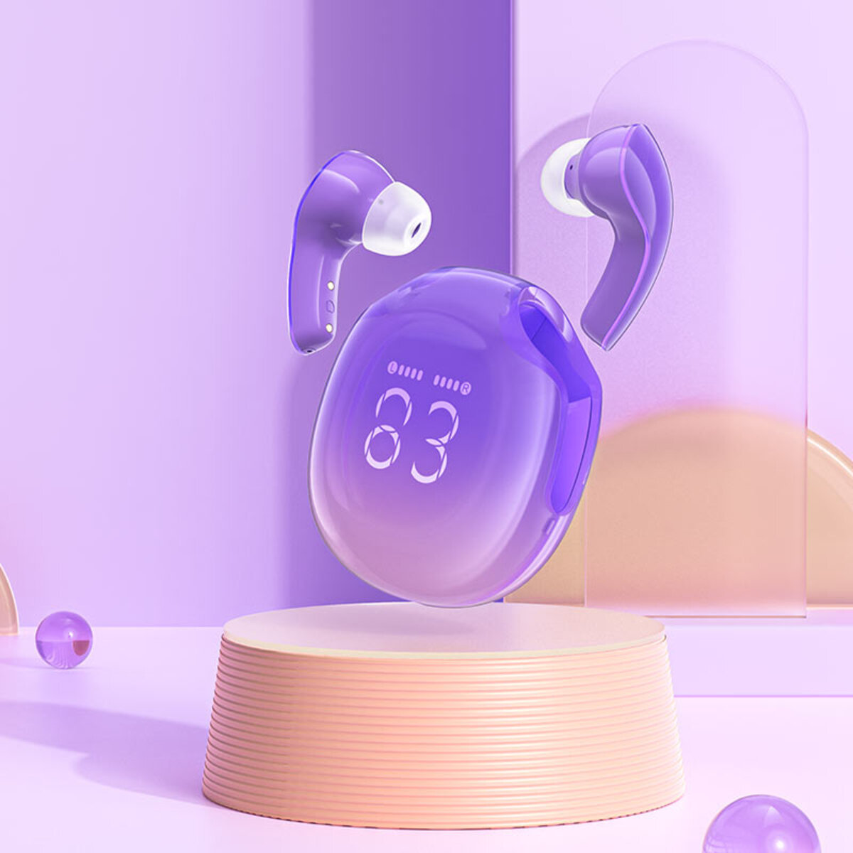 Бездротові навушники ACEFAST T9 Crystal (Air) color bluetooth earbuds Grape Purple на малюнкі №2