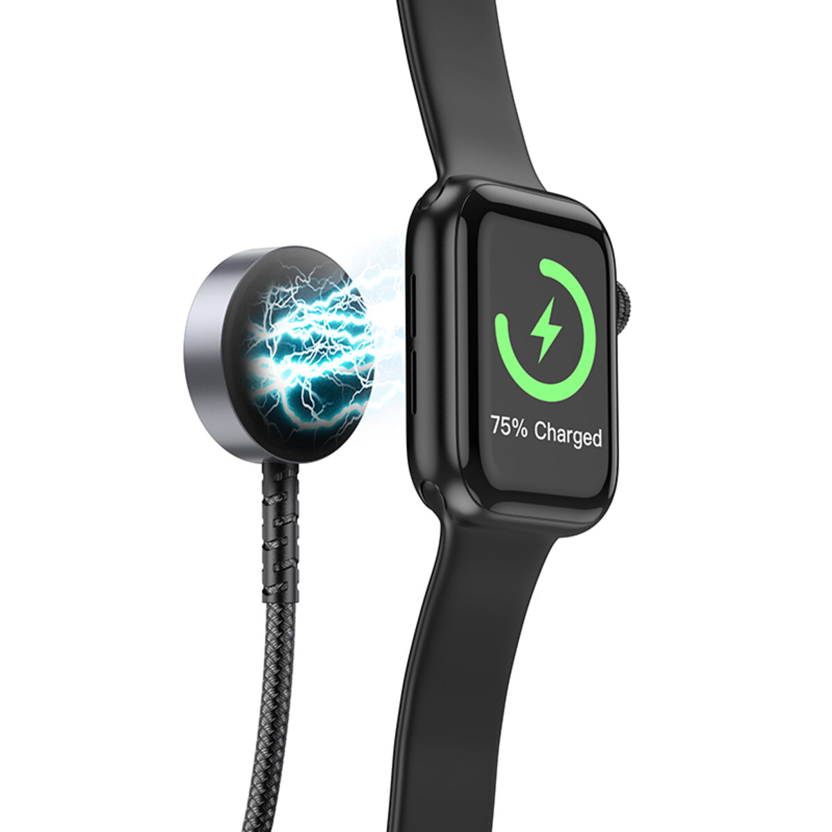 Бездротовий зарядний пристрій HOCO CW54 2-in-1 charging cable iP+iWatch Black (6942007611381) на картинке №3