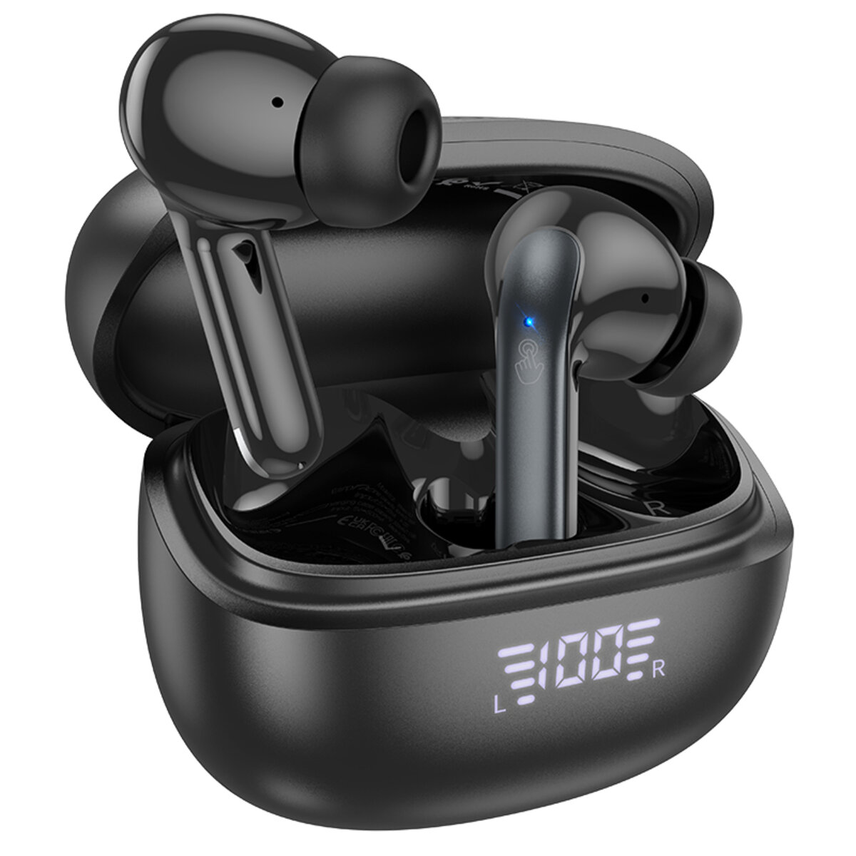 Бездротові навушники HOCO EQ5 Energy true wireless ANC+ENC noise reduction BT headset Black (6942007602419) на картинке №2