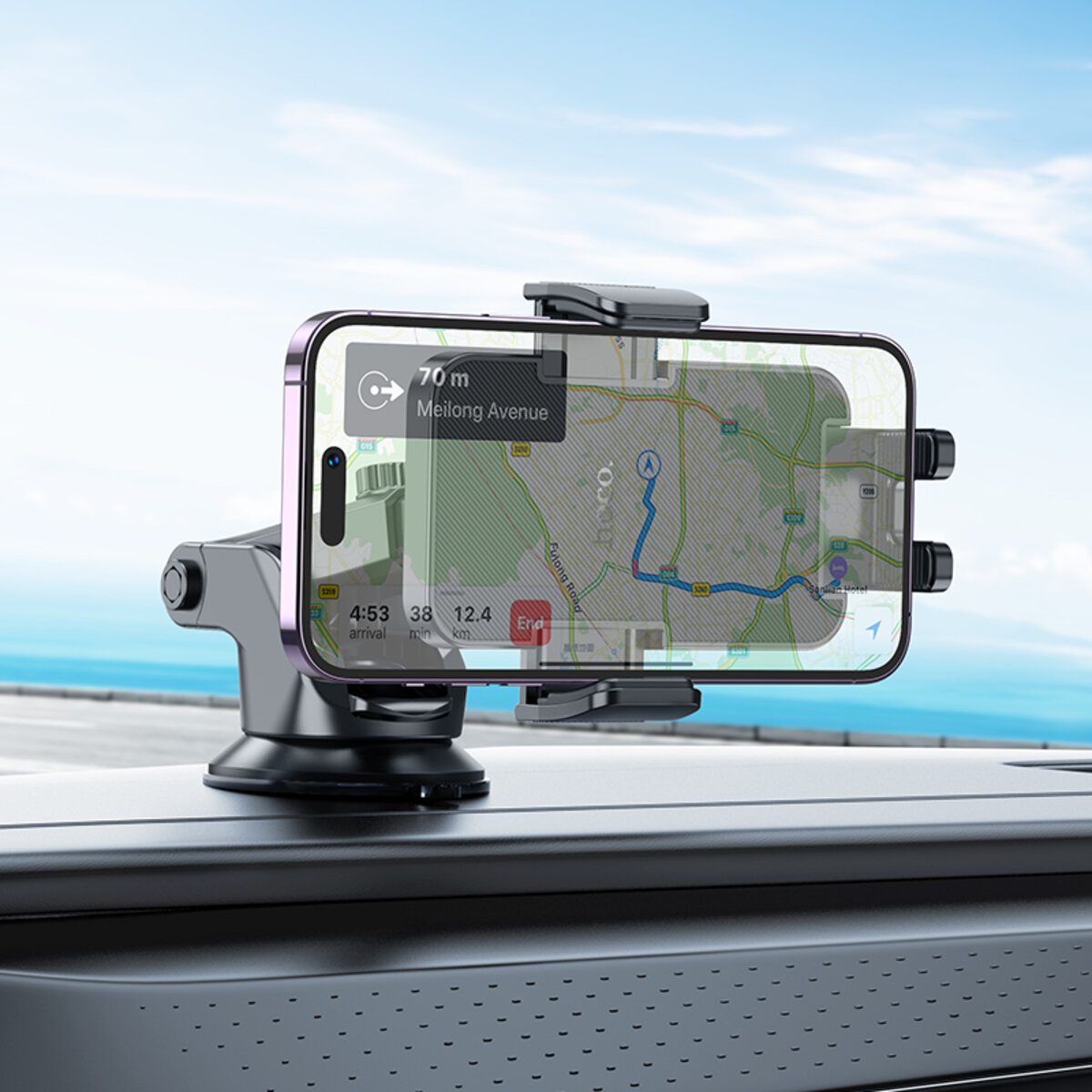 Автотримач для телефона HOCO H37 Cheetah car holder(center console) Black (6942007617192) на картинке №8