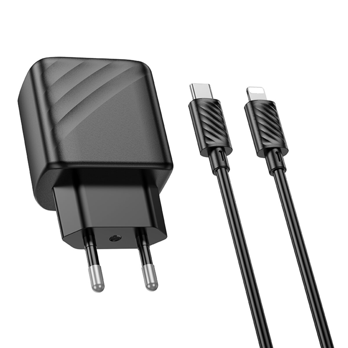 Мережевий зарядний пристрій HOCO CS22A Value single port PD30W charger set(C to iP) Black на малюнкі №6
