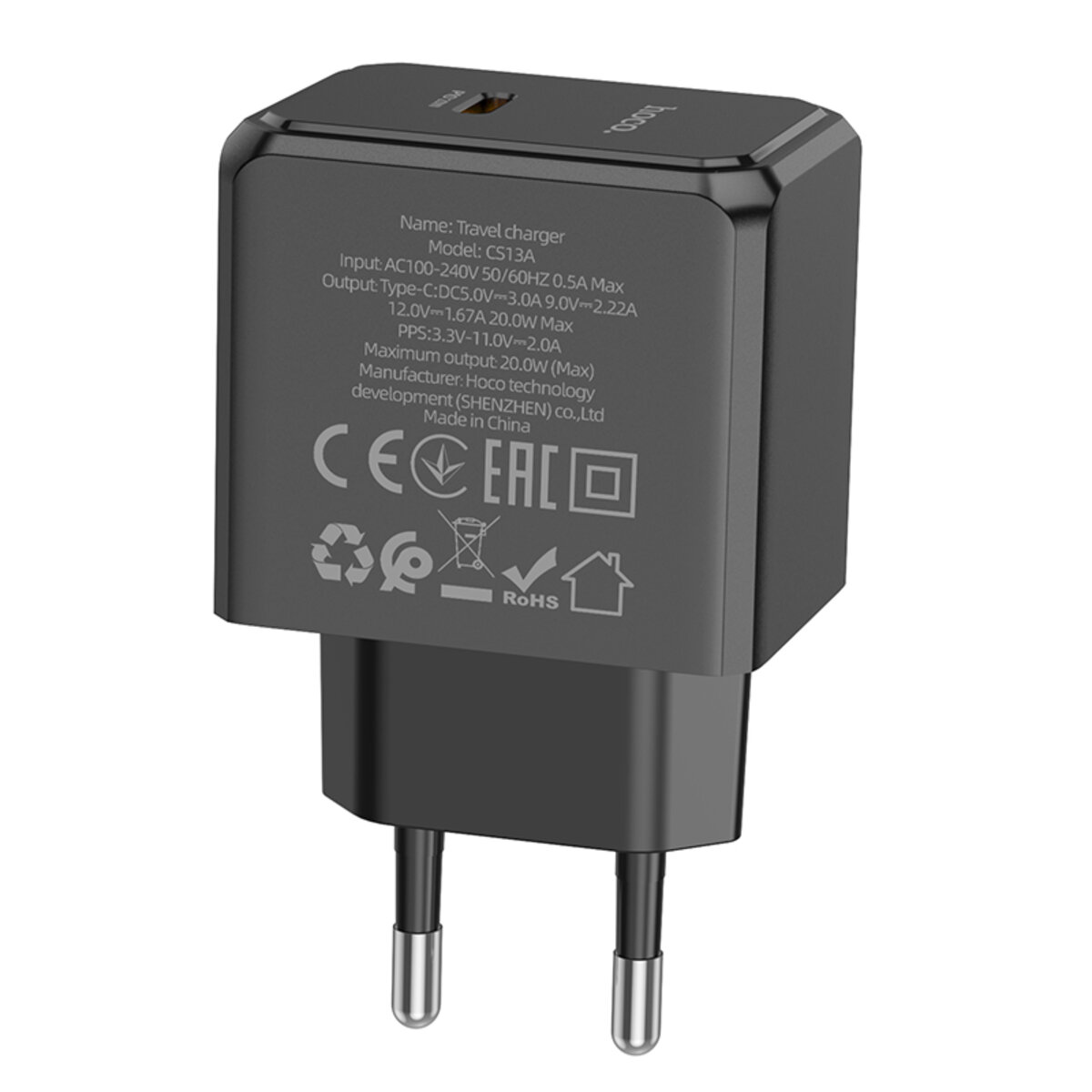 Мережевий зарядний пристрій HOCO CS13A Ocean single port PD20W charger Black на малюнкі №5