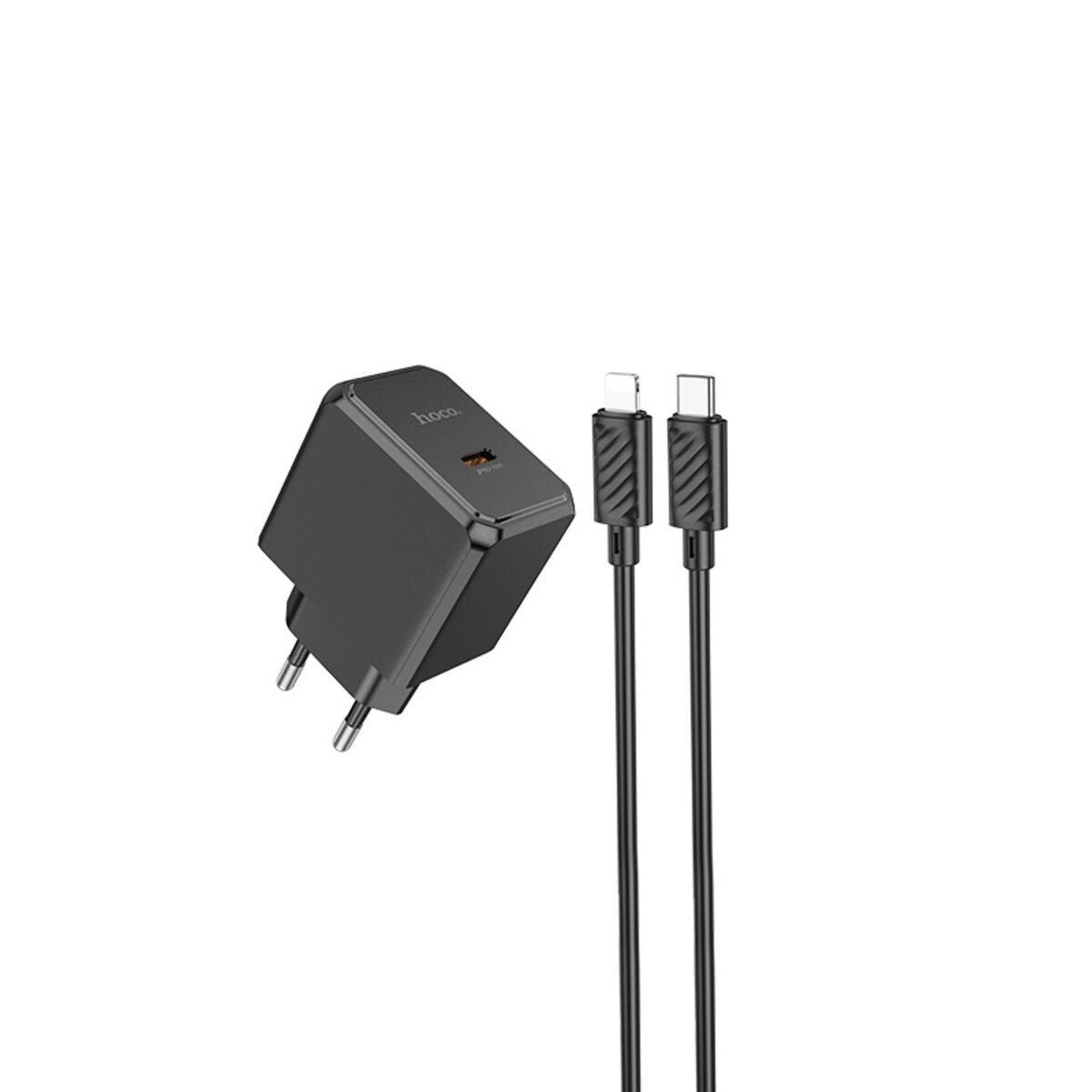 Мережевий зарядний пристрій HOCO CS13A Ocean single port PD20W charger set(C to iP) Black (6942007603829) Фотографія №1 Мережевий зарядний пристрій HOCO CS13A Ocean single port PD20W charger set(C to iP) Black (6942007603829) на малюнкі №1