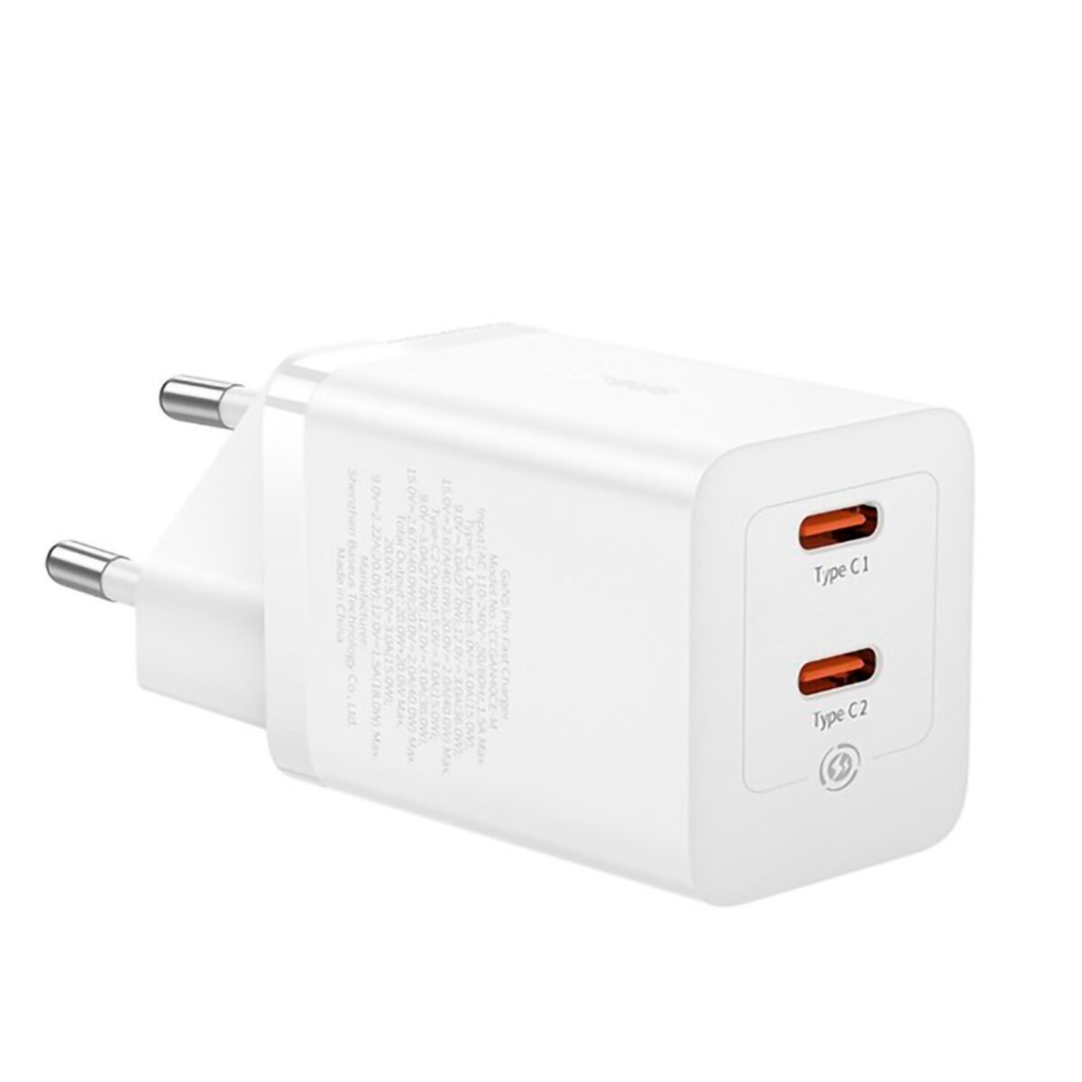 Мережевий зарядний пристрій Baseus GaN5 Pro Fast Charger C+C 40W EU White (CCGP180102) на картинке №3