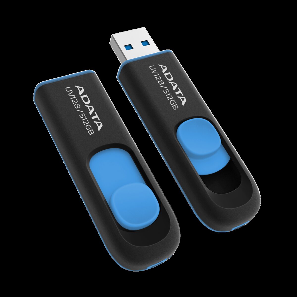 Flash A-DATA USB 3.2 UV 128 512Gb Black/Blue (AUV128-512G-RBE) Фотография №2 Flash A-DATA USB 3.2 UV 128 512Gb Black/Blue (AUV128-512G-RBE) смотреть фото №2