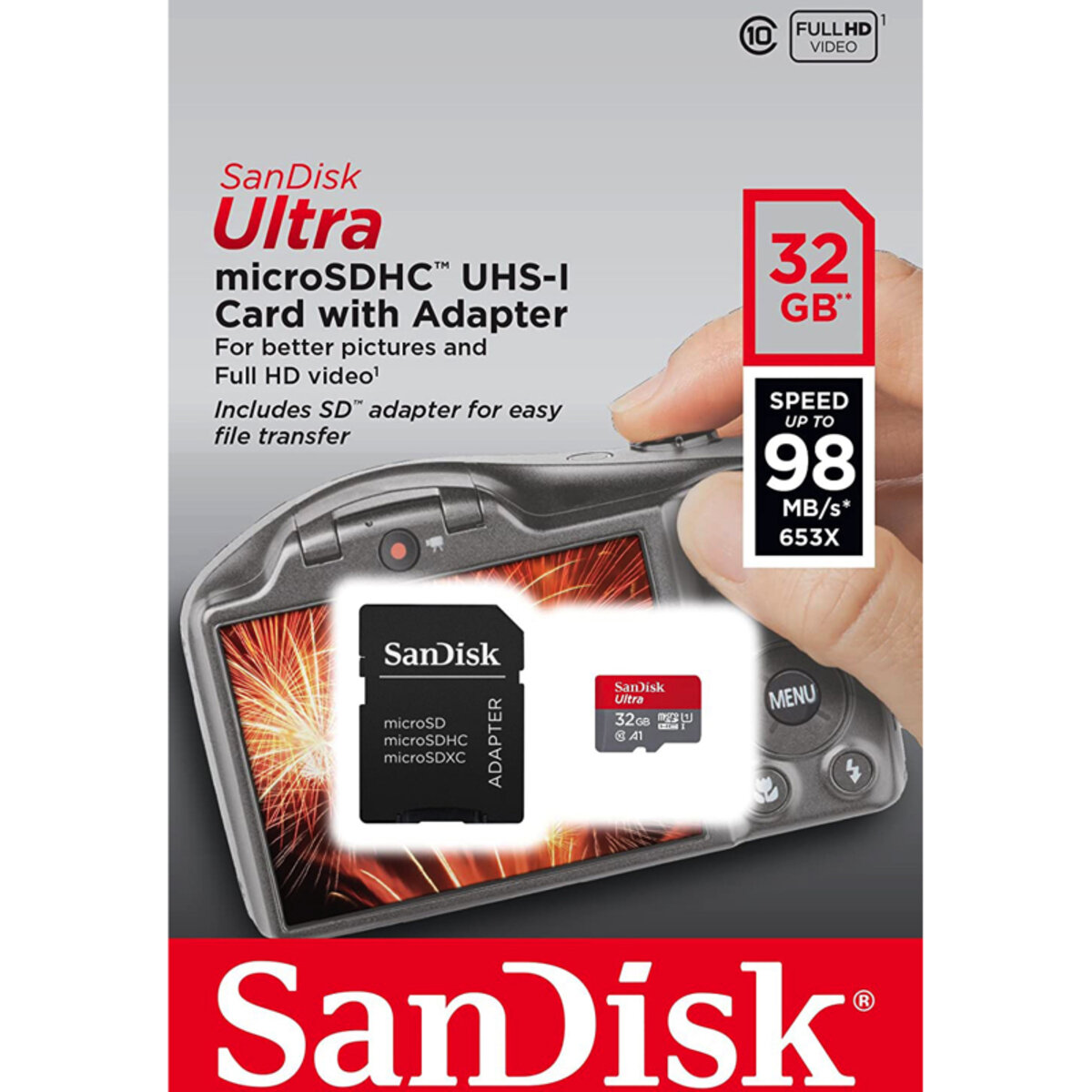 microSDHC (UHS-1) SanDisk Ultra 32Gb class 10 A1 (120Mb/s) (adapter SD) Imaging Packaging (SDSQUA4-032G-GN6IA) Фотография №1 microSDHC (UHS-1) SanDisk Ultra 32Gb class 10 A1 (120Mb/s) (adapter SD) Imaging Packaging (SDSQUA4-032G-GN6IA) смотреть фото №1