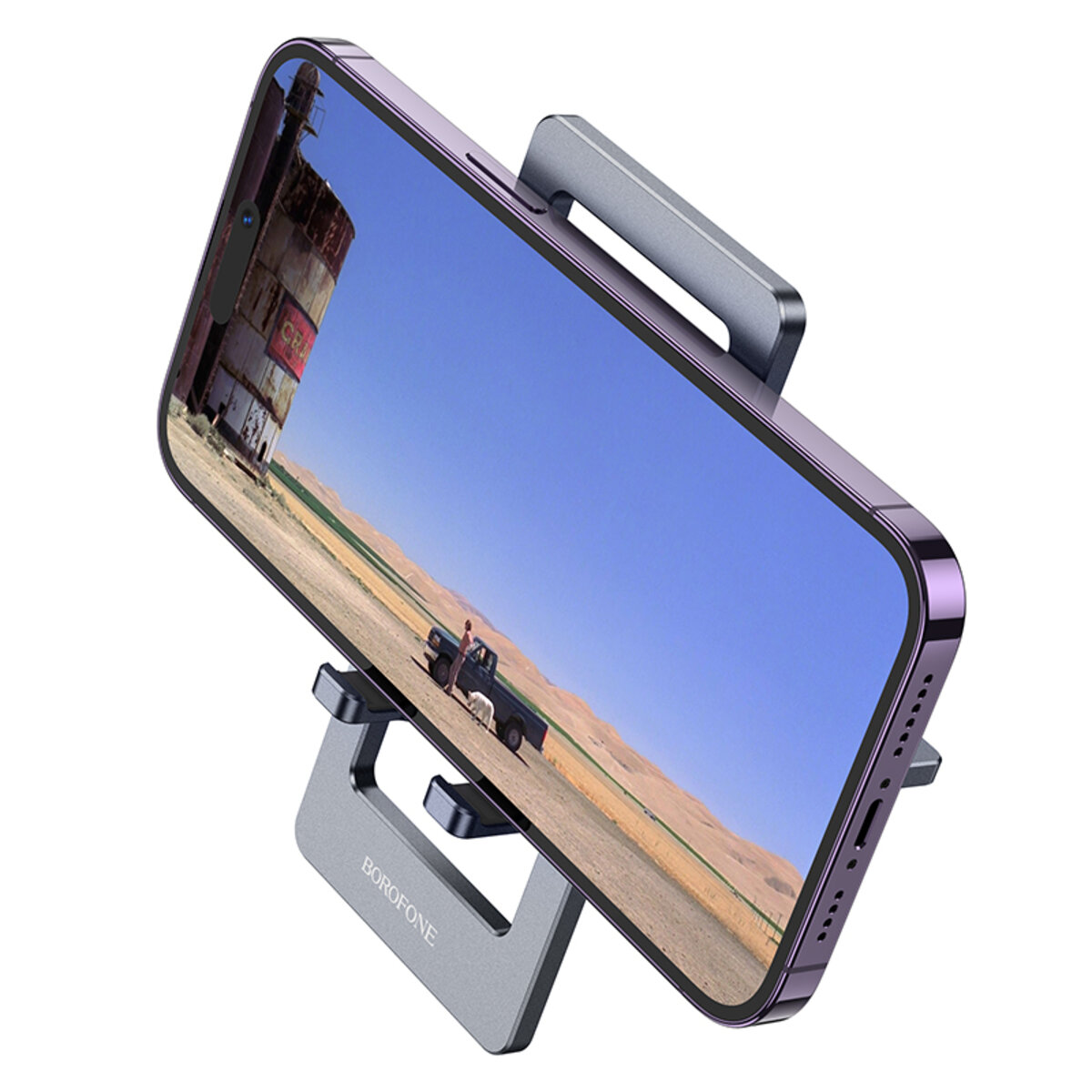 Тримач для мобільного BOROFONE BH112 Kerry metal folding desktop stand Metal Gray (6941991109980) смотреть фото №5
