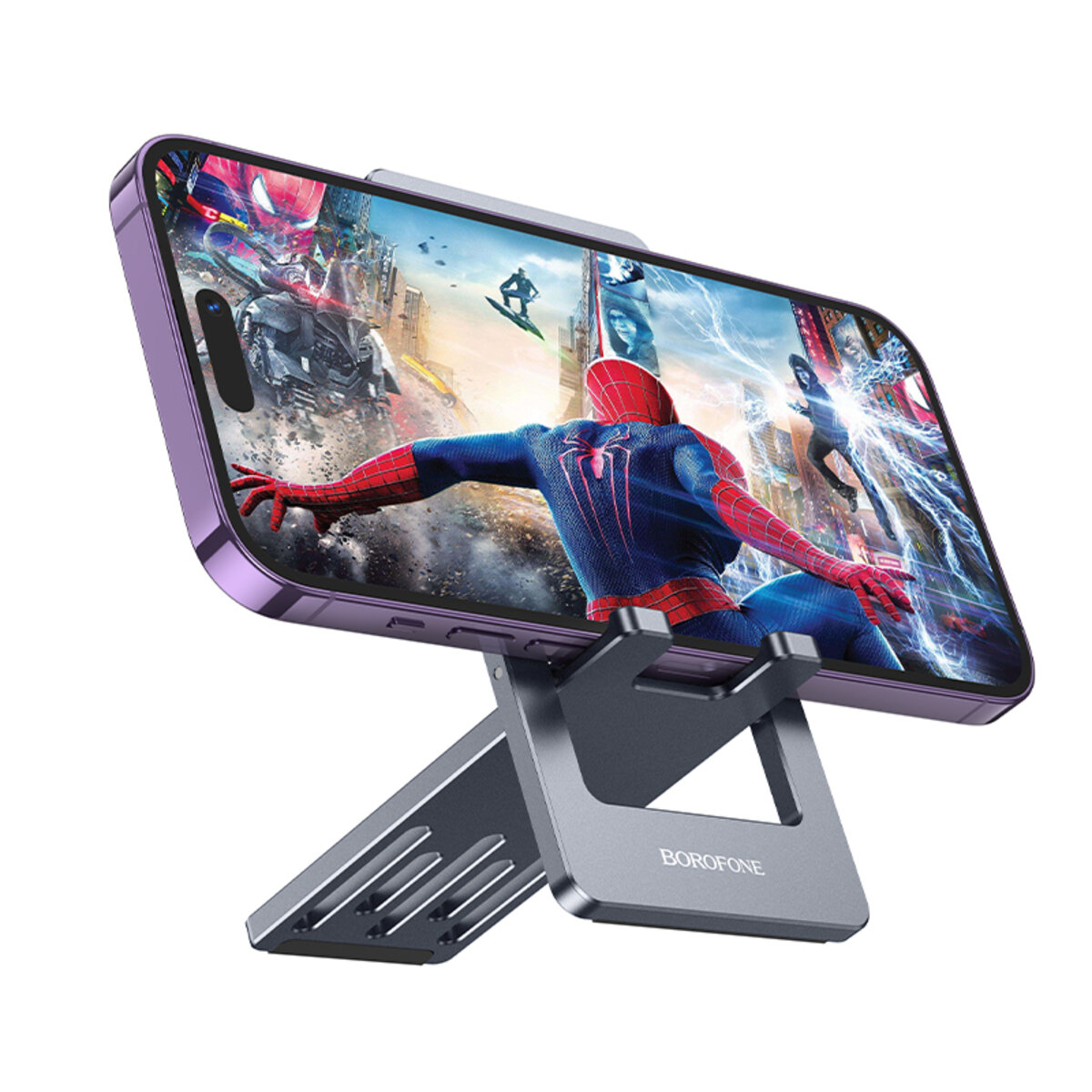 Тримач для мобільного BOROFONE BH112 Kerry metal folding desktop stand Metal Gray (6941991109980) смотреть фото №6