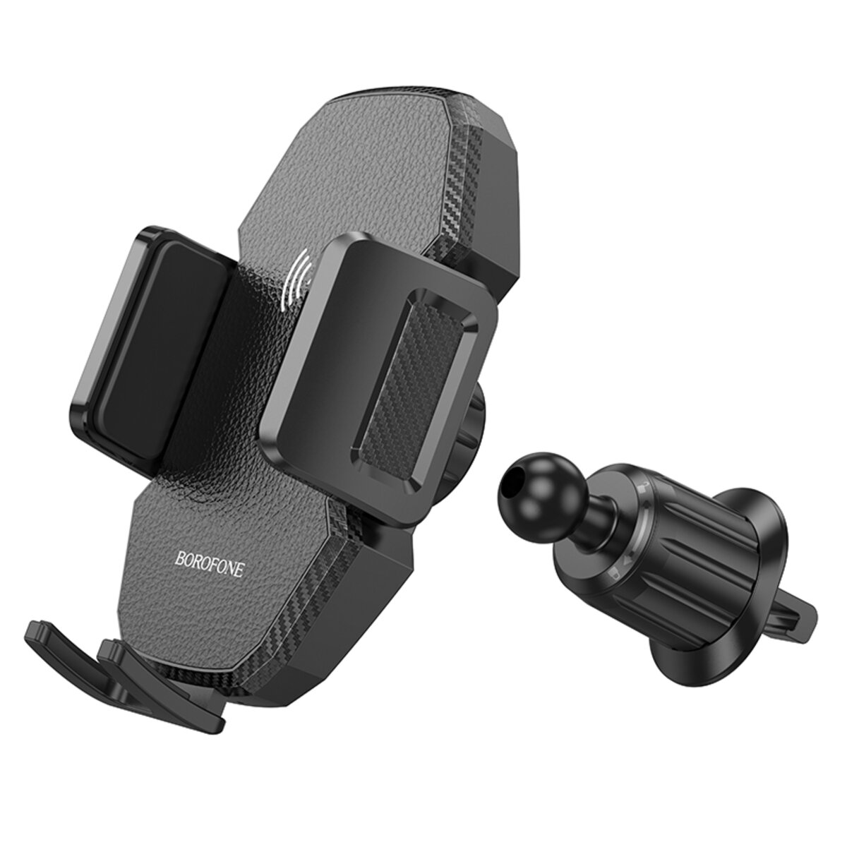 Автотримач для телефона з БЗП BOROFONE BH213 Adelante wireless fast charging car holder(air outlet) Black (6941991109775) на картинке №3