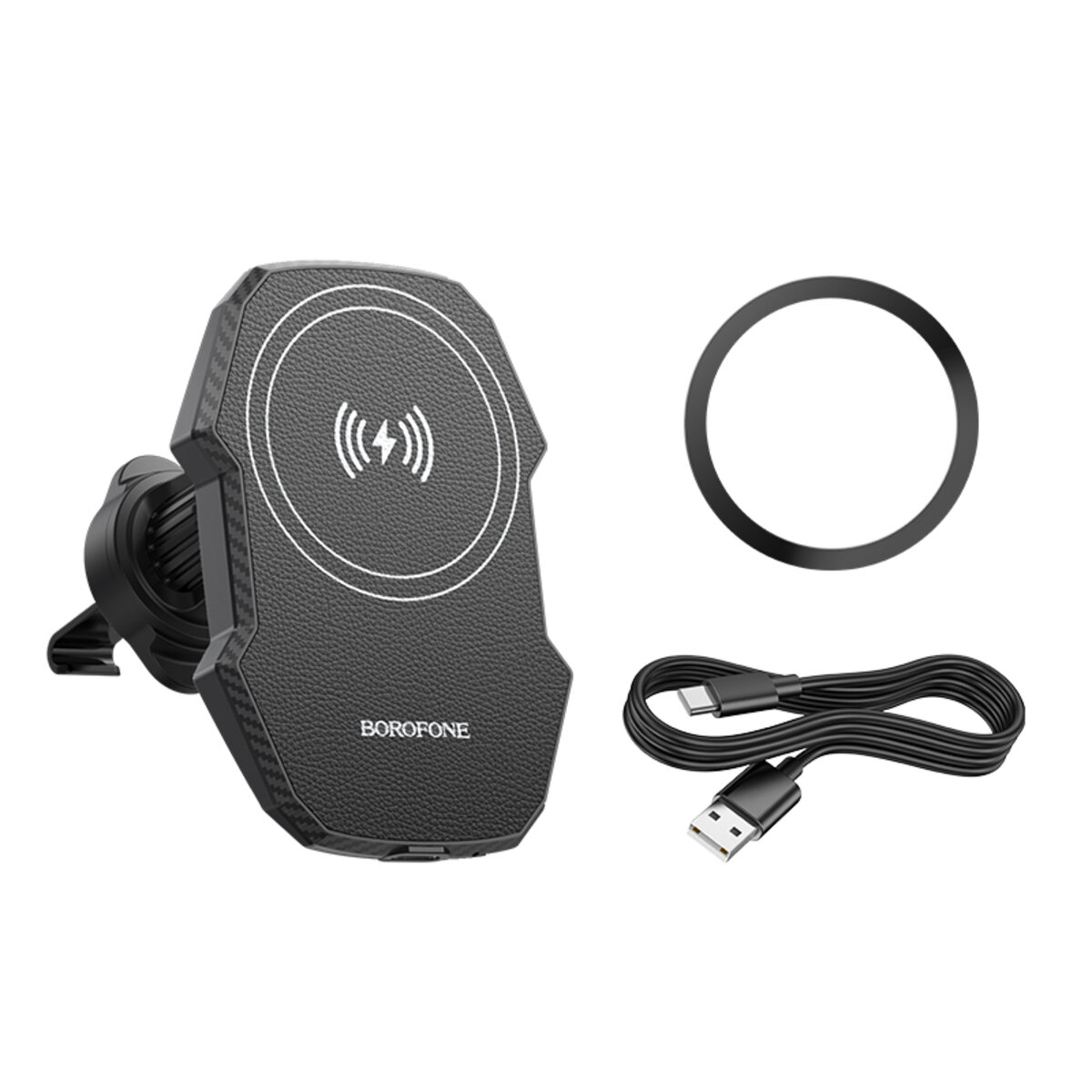 Автотримач для телефона з БЗП BOROFONE BH215 Adelante magnetic wireless fast charging car holder(air outlet) Black (6941991109799) на картинке №4