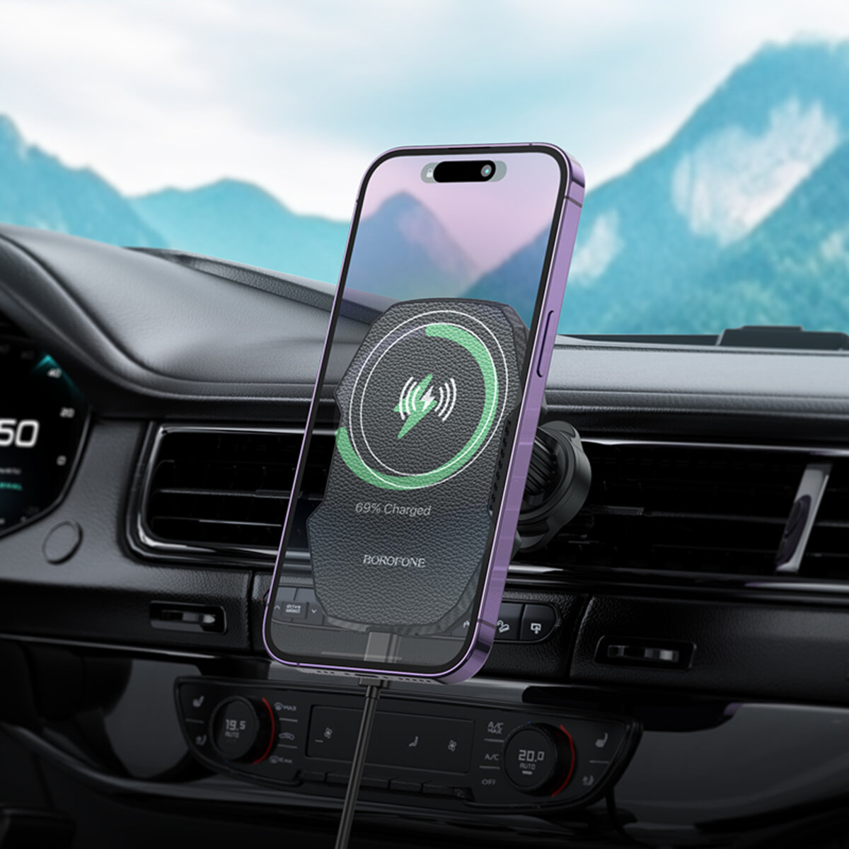 Автотримач для телефона з БЗП BOROFONE BH215 Adelante magnetic wireless fast charging car holder(air outlet) Black (6941991109799) на картинке №7
