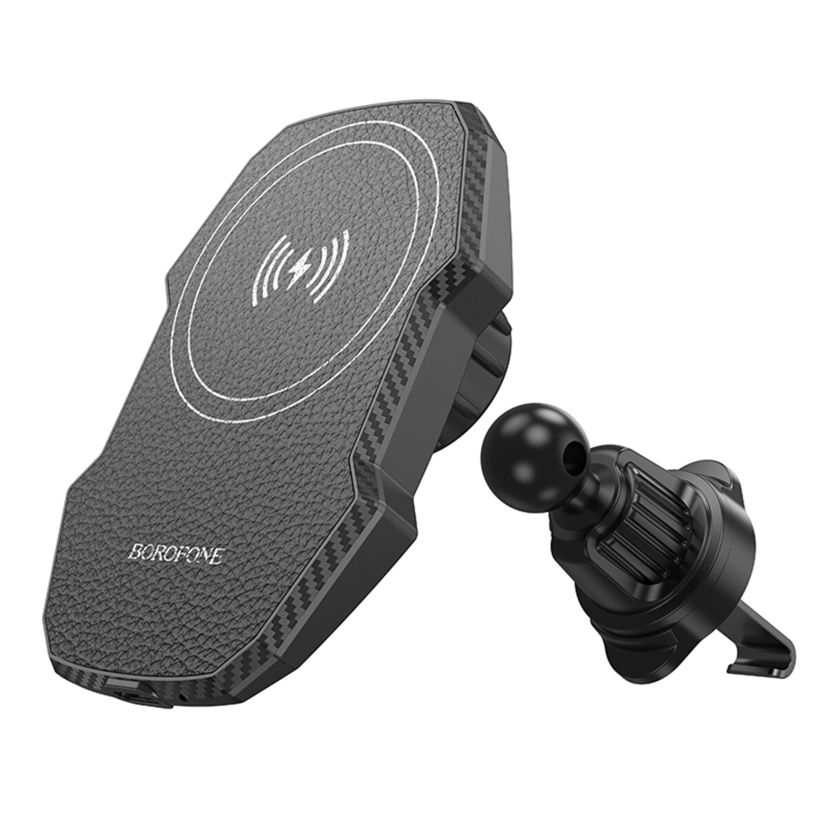 Автотримач для телефона з БЗП BOROFONE BH215 Adelante magnetic wireless fast charging car holder(air outlet) Black (6941991109799) на картинке №1