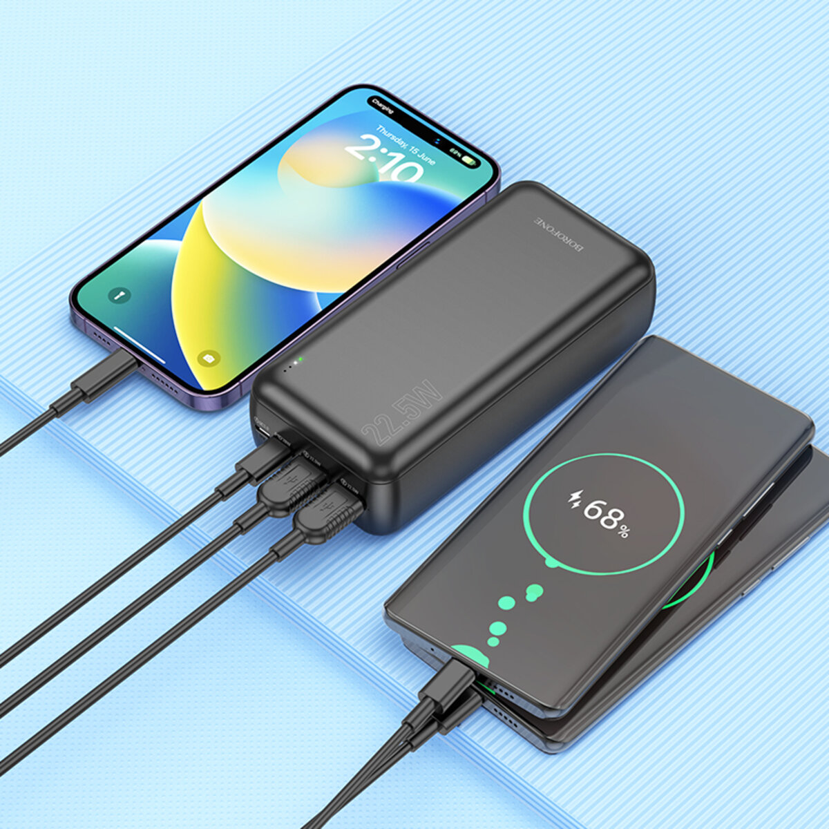 Зовнішній акумулятор BOROFONE BJ38B Power 22.5W+PD20W fully compatible power bank(30000mAh) Black (6941991105609) на картинке №4