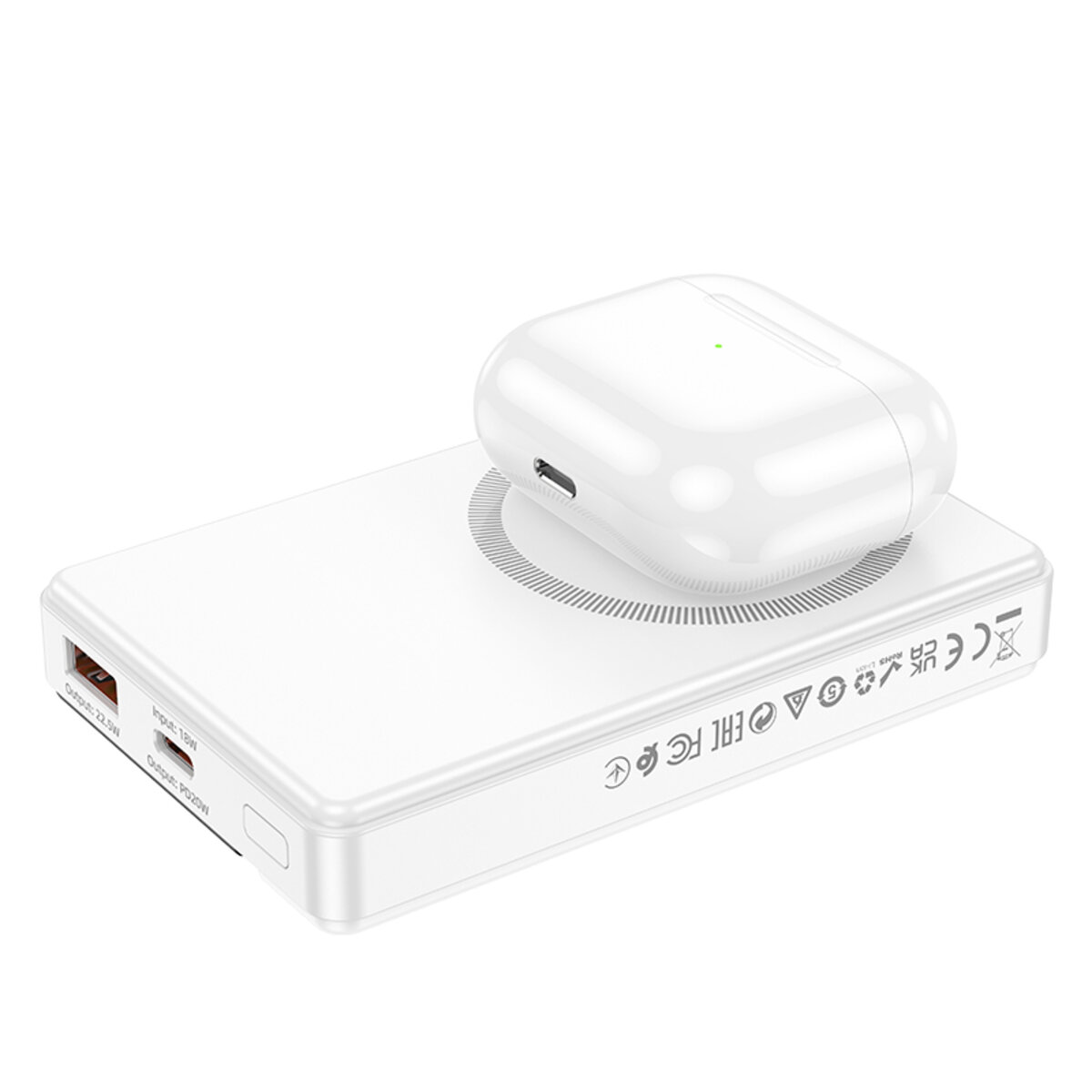 Зовнішній акумулятор BOROFONE BJ49 Astute 22.5W+PD20W fully compatible magnetic power bank(10000mAh) White (6941991109904) на картинке №2