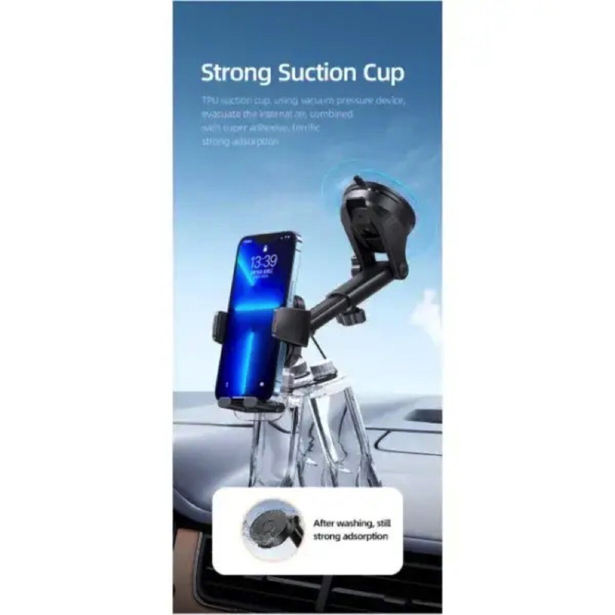 Автотримач для телефона Usams US-ZJ072 Car Center Console Retractable Transparent Holder (ZJ072ZJ01) на картинке №5