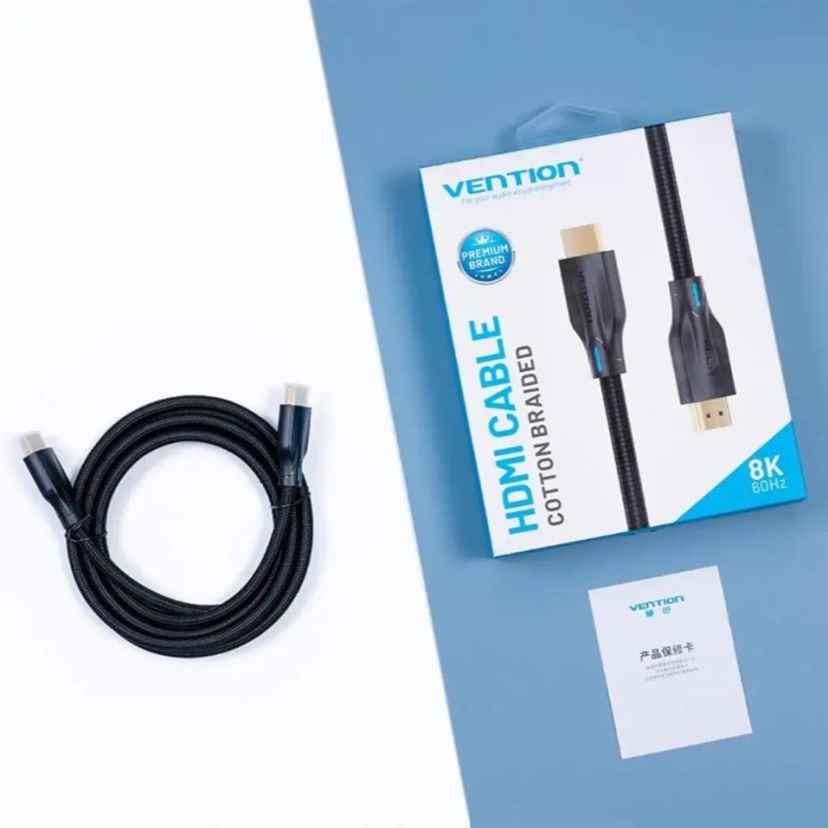 Кабель Vention Cotton Braided 8K HDMI-HDMI v2.1 Cable 1M Black (AAUBF) Фотографія №2 Кабель Vention Cotton Braided 8K HDMI-HDMI v2.1 Cable 1M Black (AAUBF) на малюнкі №2