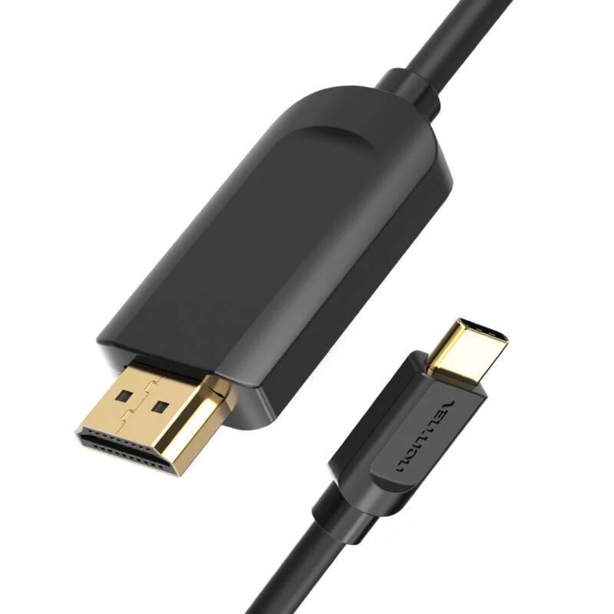 Кабель Vention Type-C to HDMI 4K 30Hz Cable 1M Black (CGUBF) Фотографія №3 Кабель Vention Type-C to HDMI 4K 30Hz Cable 1M Black (CGUBF) на малюнкі №3