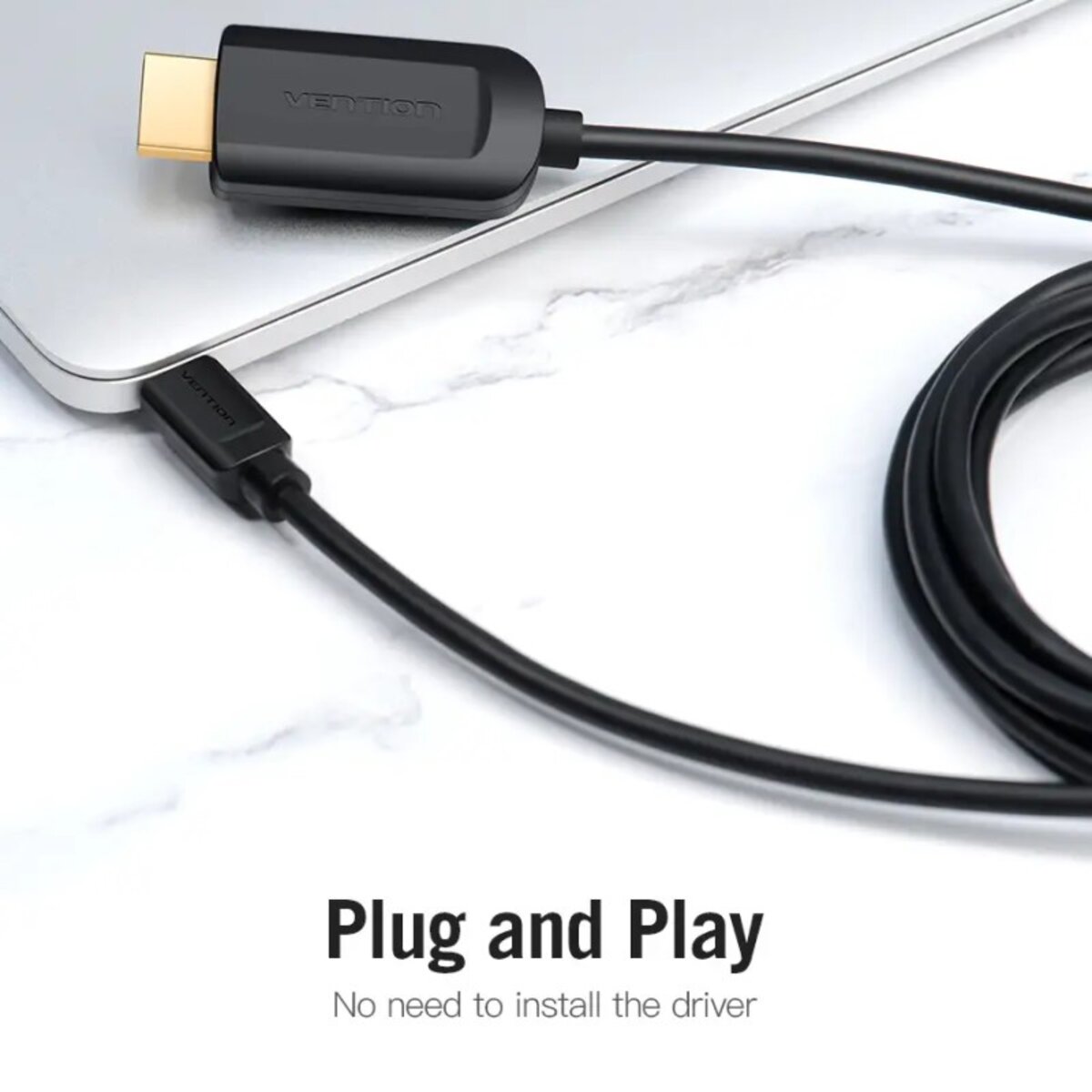 Кабель Vention Type-C to HDMI 4K 30Hz Cable 1M Black (CGUBF) Фотографія №6 Кабель Vention Type-C to HDMI 4K 30Hz Cable 1M Black (CGUBF) на малюнкі №6
