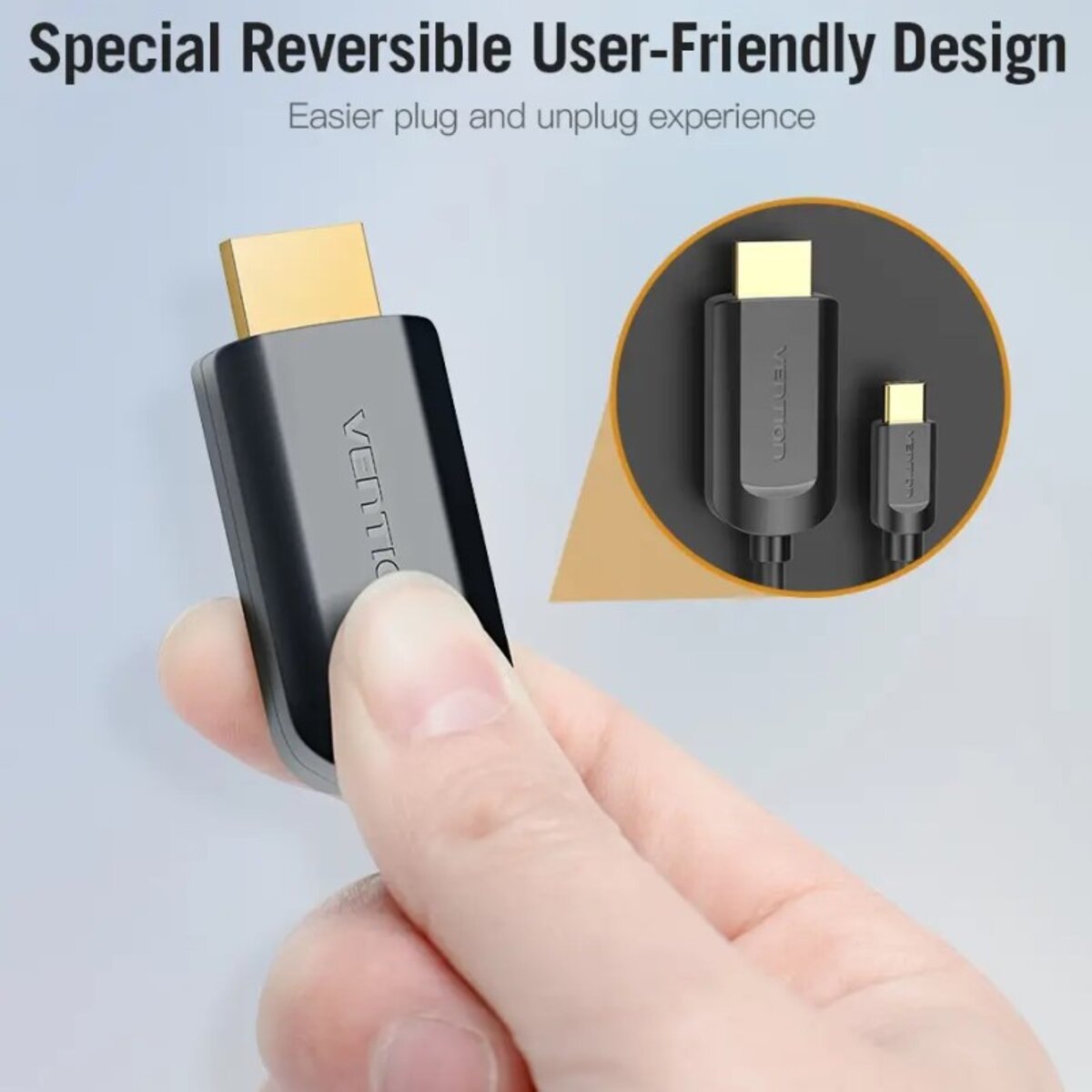 Кабель Vention Type-C to HDMI 4K 30Hz Cable 1M Black (CGUBF) Фотографія №7 Кабель Vention Type-C to HDMI 4K 30Hz Cable 1M Black (CGUBF) на малюнкі №7