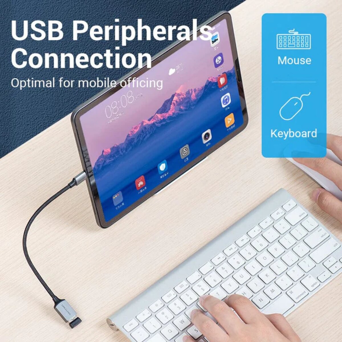 Кабель-перехiдник Vention USB 3.0 C Male to A Female OTG Cable 0.15M Gray Aluminum Alloy Type (CCXHB) Фотографія №4 Кабель-перехiдник Vention USB 3.0 C Male to A Female OTG Cable 0.15M Gray Aluminum Alloy Type (CCXHB) на малюнкі №4