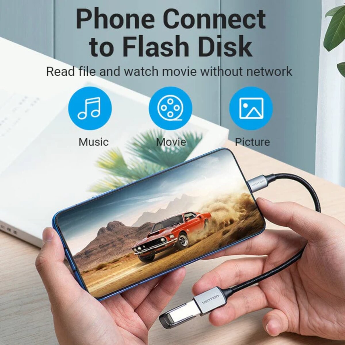 Кабель-перехiдник Vention USB 3.0 C Male to A Female OTG Cable 0.15M Gray Aluminum Alloy Type (CCXHB) Фотографія №2 Кабель-перехiдник Vention USB 3.0 C Male to A Female OTG Cable 0.15M Gray Aluminum Alloy Type (CCXHB) на малюнкі №2