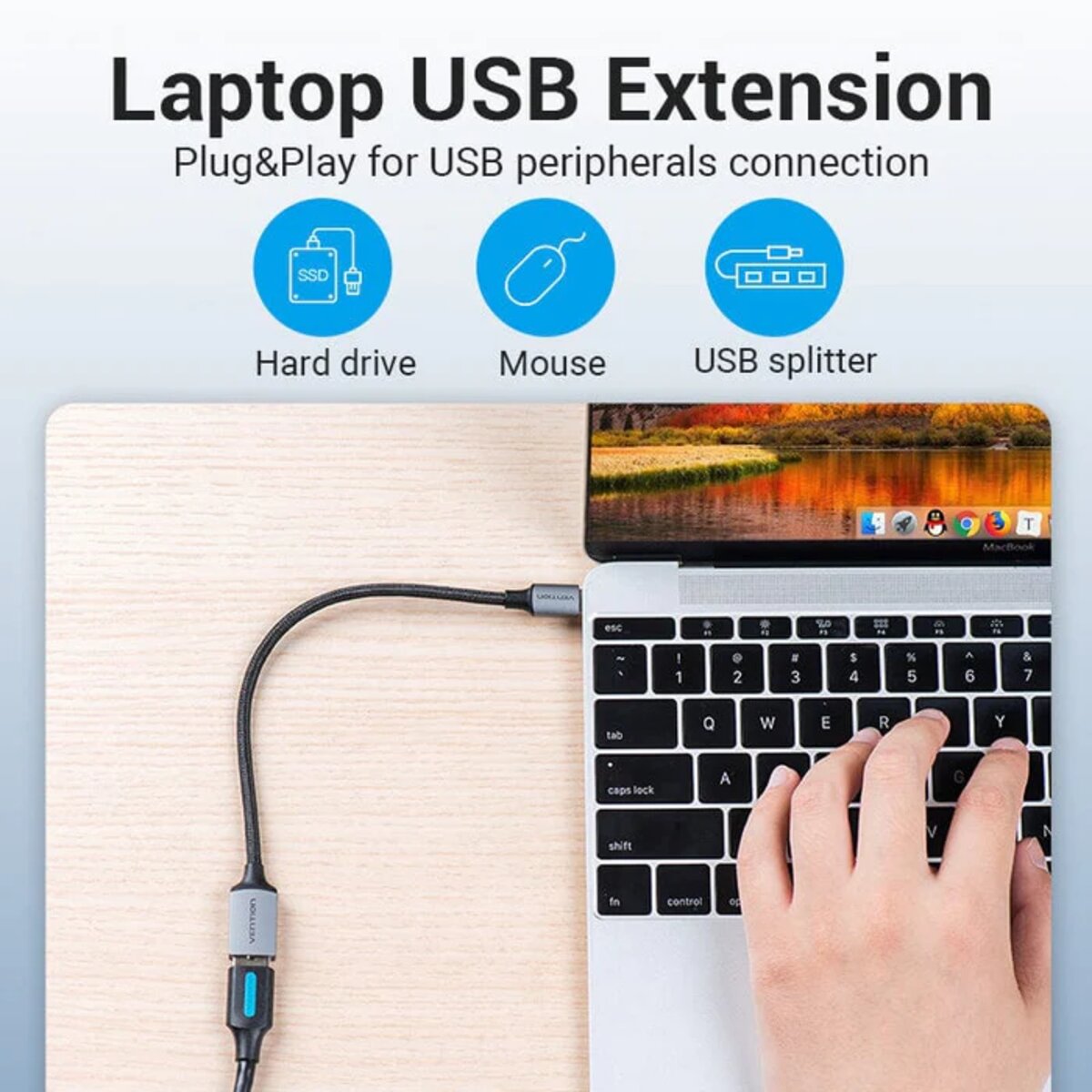 Кабель-перехiдник Vention USB 3.0 C Male to A Female OTG Cable 0.15M Gray Aluminum Alloy Type (CCXHB) Фотографія №6 Кабель-перехiдник Vention USB 3.0 C Male to A Female OTG Cable 0.15M Gray Aluminum Alloy Type (CCXHB) на малюнкі №6