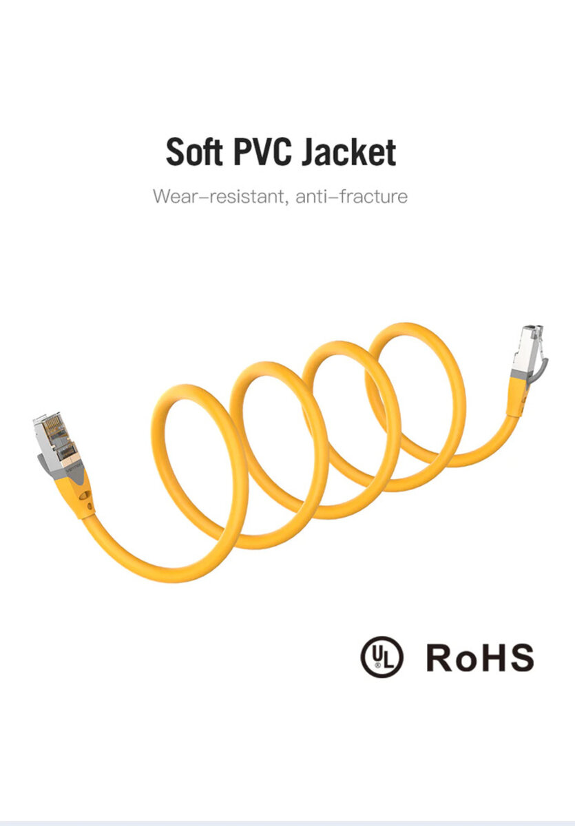 Мережевий кабель Vention Cat.6A SFTP Patch Cable 1.5M Yellow на картинке №5