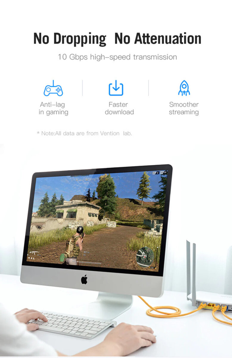 Мережевий кабель Vention Cat.6A SFTP Patch Cable 1.5M Yellow на картинке №6