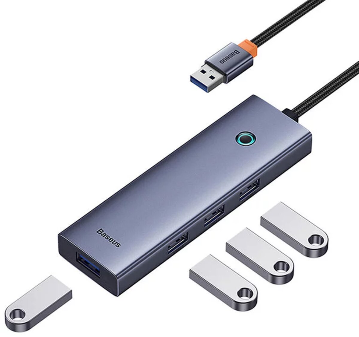USB-хаб Baseus UltraJoy Series 4-Port HUB Space Grey(USBA to USB3.0*4) Фотографія №6 USB-хаб Baseus UltraJoy Series 4-Port HUB Space Grey(USBA to USB3.0*4) на малюнкі №6