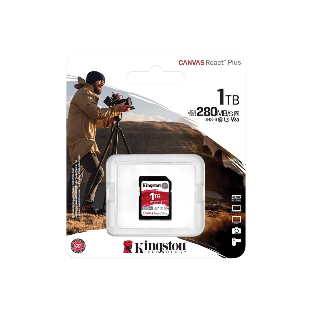 Карта памяті SDXC (UHS-II U3) Kingston Canvas React Plus 1Tb class 10 V60 (R280MB/s, W150MB/s) (SDR2V6/1TB) Фото 3 Карта памяті SDXC (UHS-II U3) Kingston Canvas React Plus 1Tb class 10 V60 (R280MB/s, W150MB/s) (SDR2V6/1TB) на картинке №3