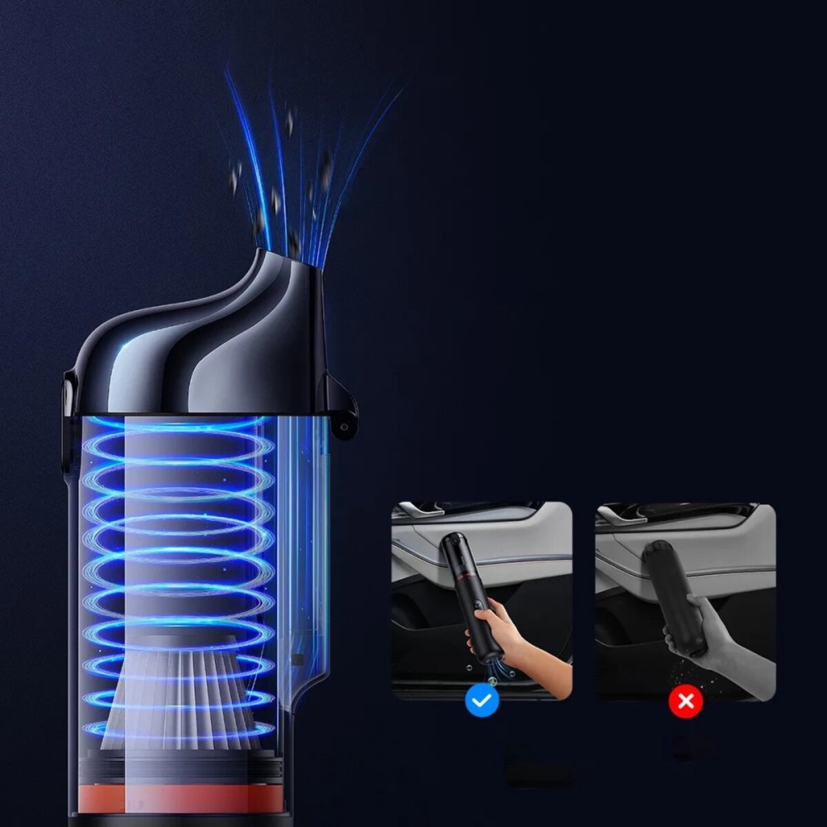 Автомобільний пилосос Baseus A5 Handy Vacuum Cleaner (16000pa) Black на картинке №7