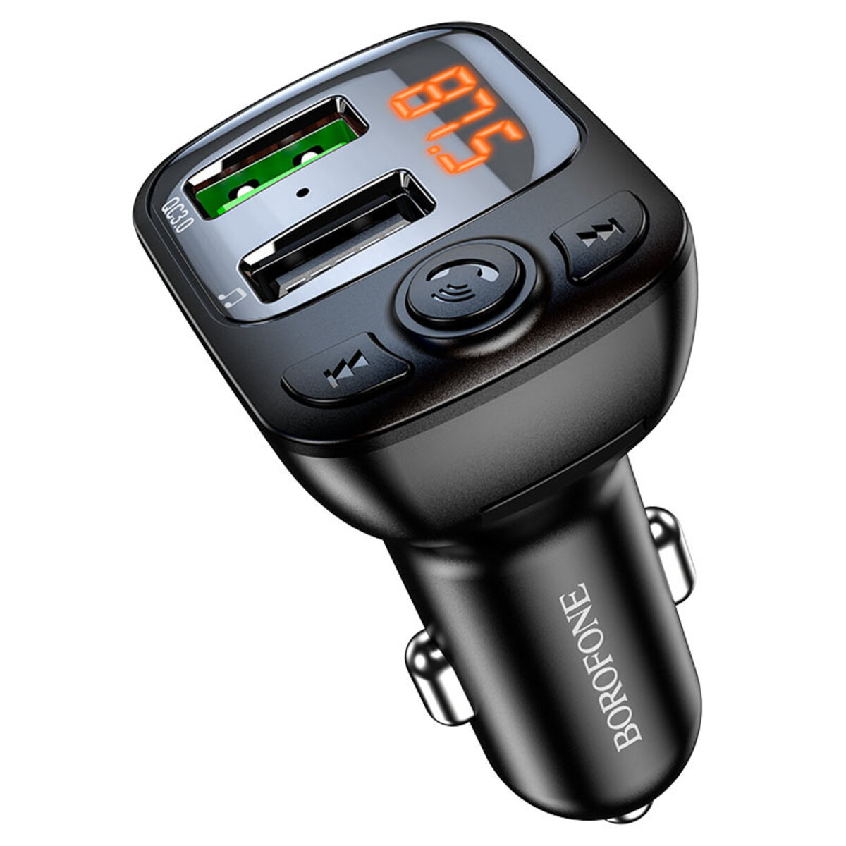 АЗП з FM-модулятором BOROFONE BC41 Eminency QC3.0 Car BT FM transmitter 18W Black 8525500090 на малюнкі №1