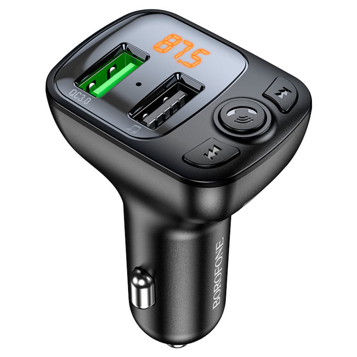 АЗП з FM-модулятором BOROFONE BC41 Eminency QC3.0 Car BT FM transmitter 18W Black 8525500090 на малюнкі №5